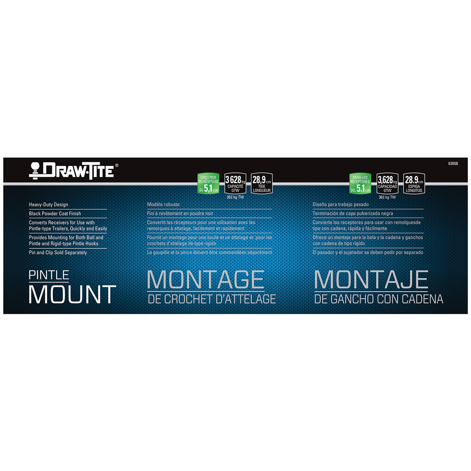 Draw-tite Pintle Hook Mounting Plate, Fits 2 in. Receiver, 8,000 lbs. Capacity thumbnail 5