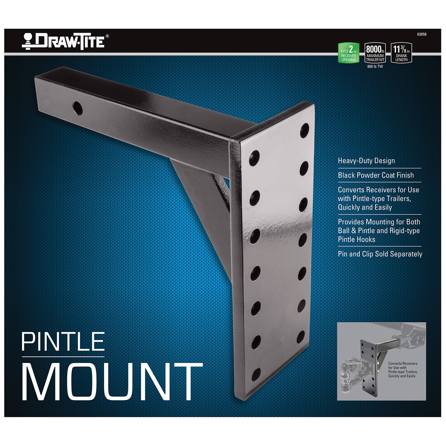 Draw-tite Pintle Hook Mounting Plate, Fits 2 in. Receiver, 8,000 lbs. Capacity thumbnail 6