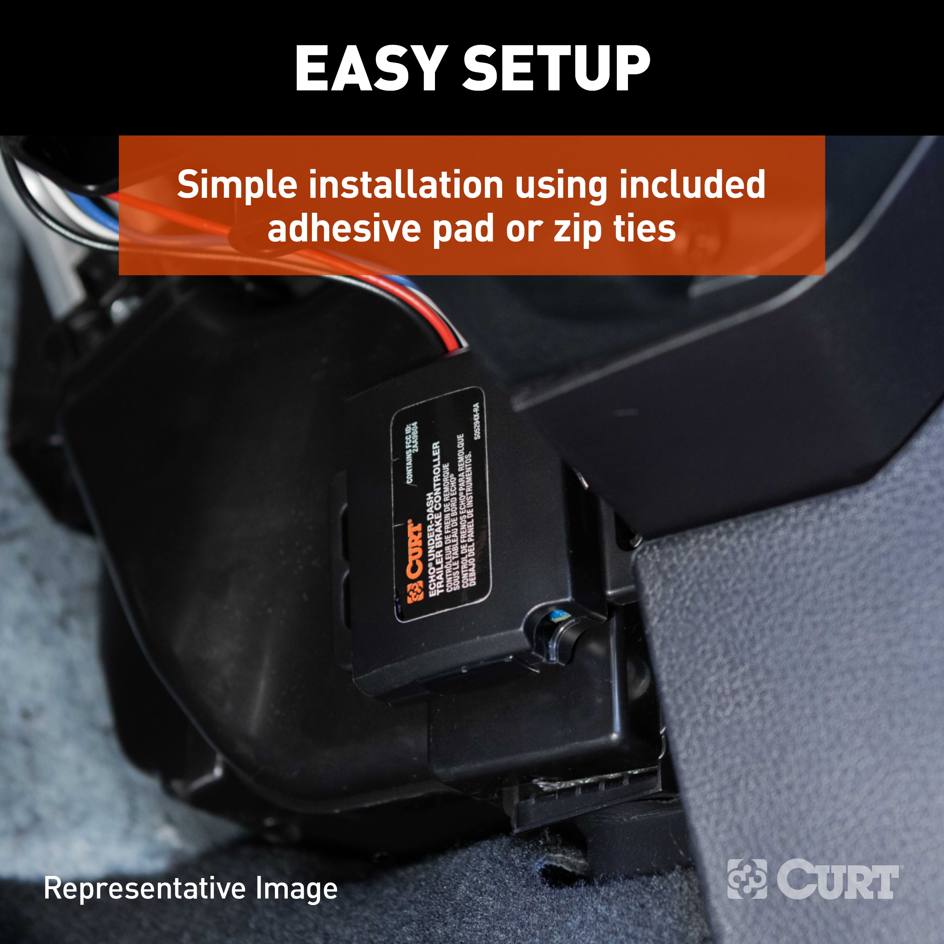 1992-2002 Ford E-250 Econoline CURT Echo Bluetooth Tri-axis inertia Under-Dash Trailer Brake Controller 1-4 Axles thumbnail 5