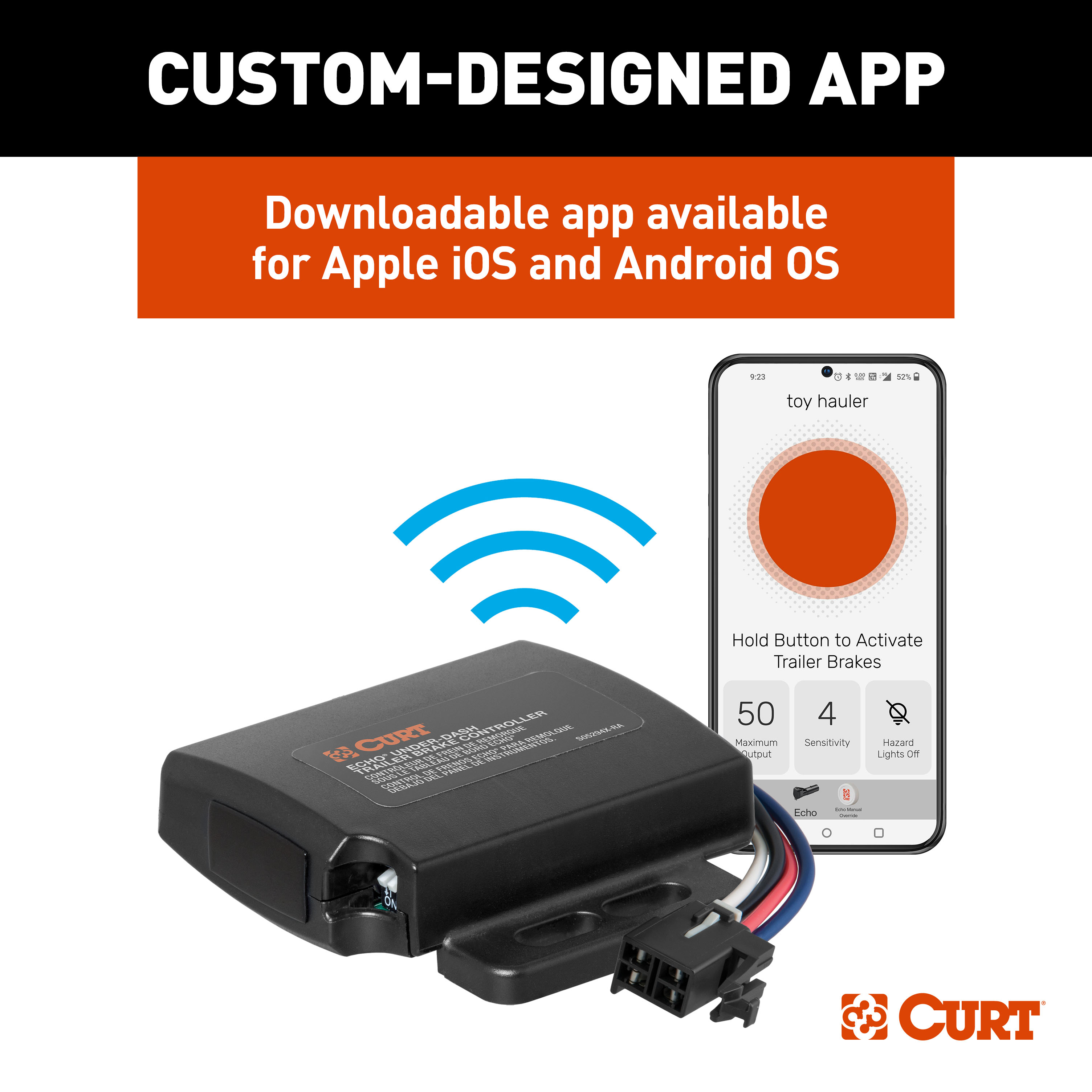 2015-2020 GMC Yukon XL CURT Echo Bluetooth Tri-axis inertia Under-Dash Trailer Brake Controller 1-4 Axles thumbnail 8