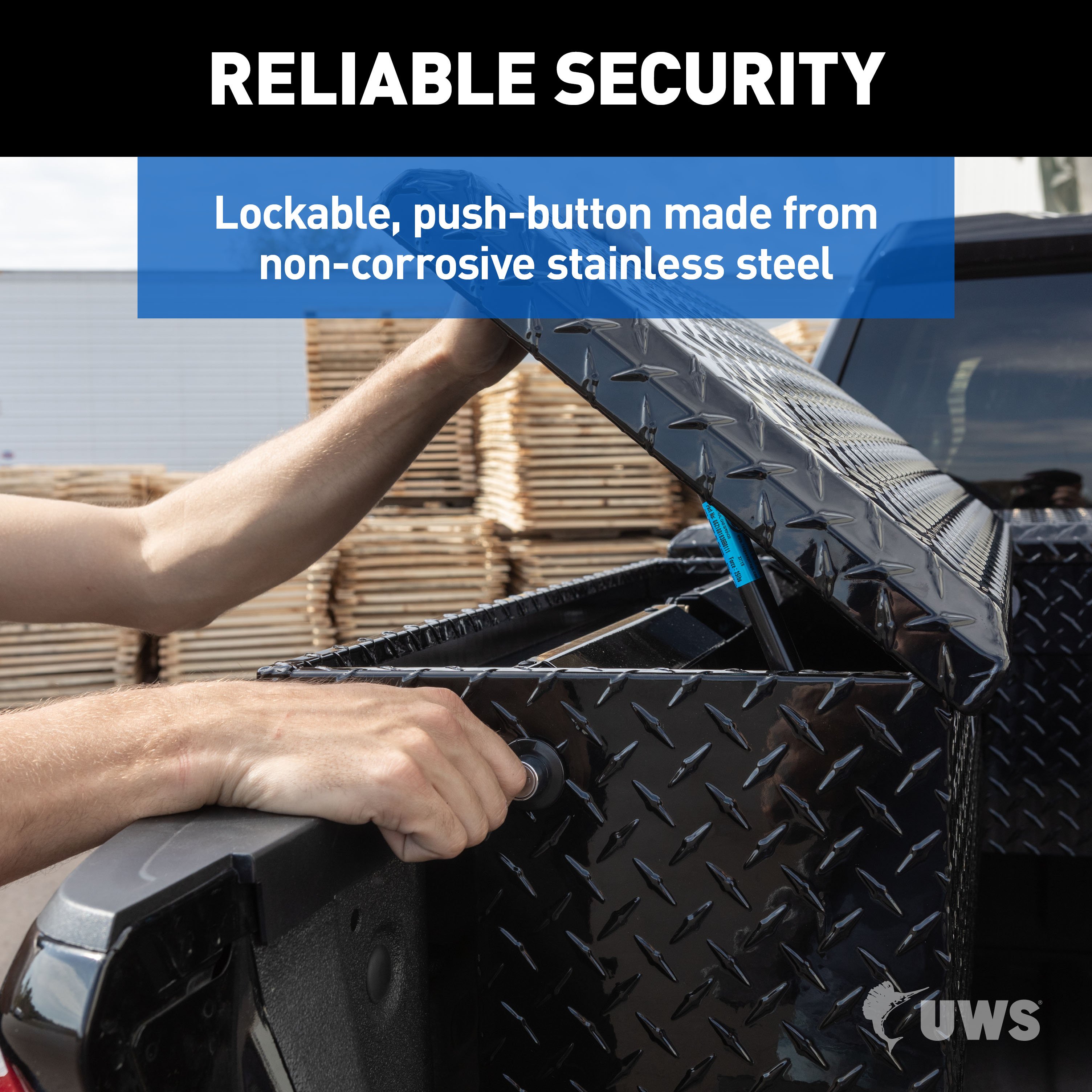 UWS Gloss Black Aluminum 36" Truck Side Tool Box with Low Profile, Space-Saving Legs EC30362-MK2 thumbnail 4