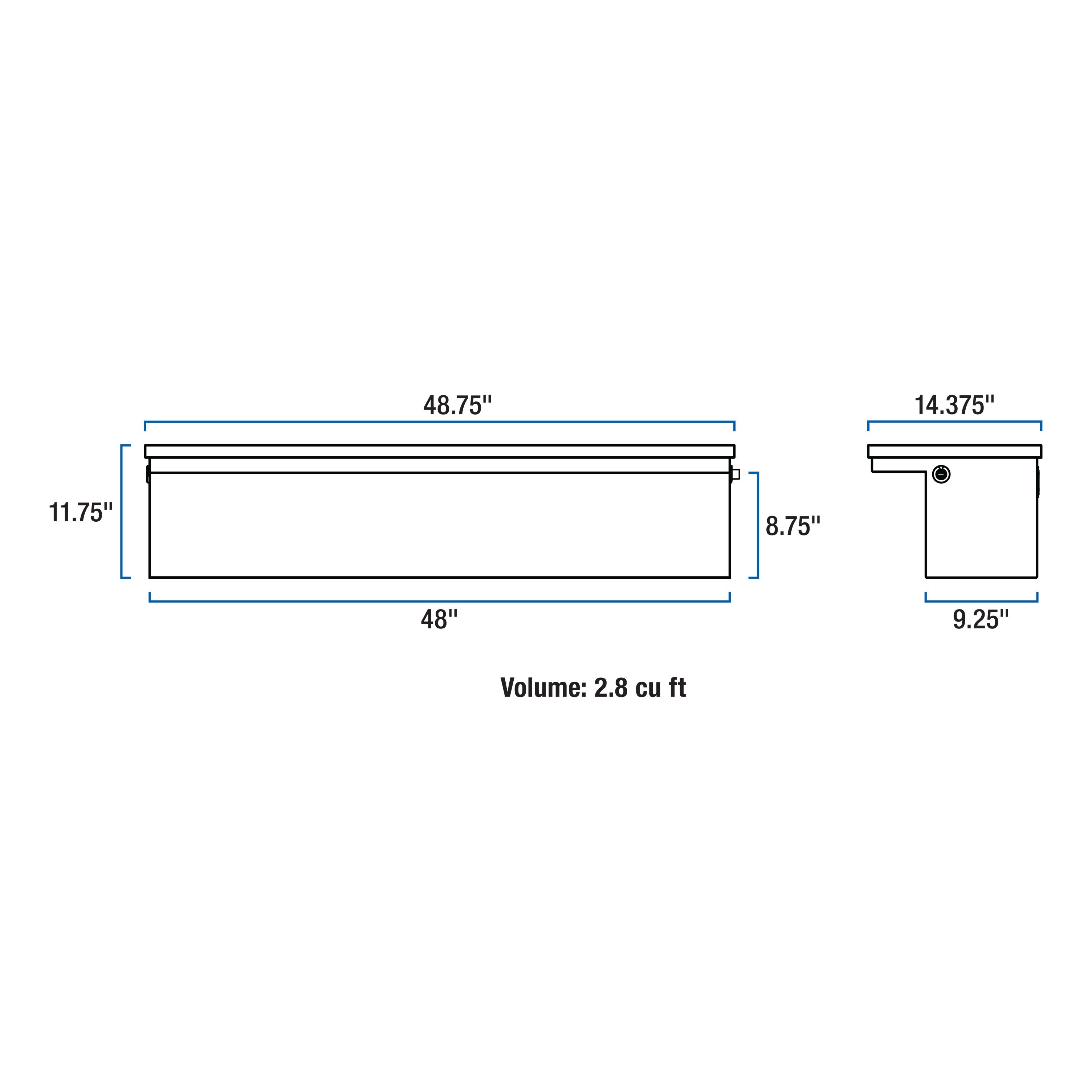 UWS Matte Black Aluminum 48" Truck Side Tool Box, Low Profile TBSM-48-LP-MB thumbnail 6