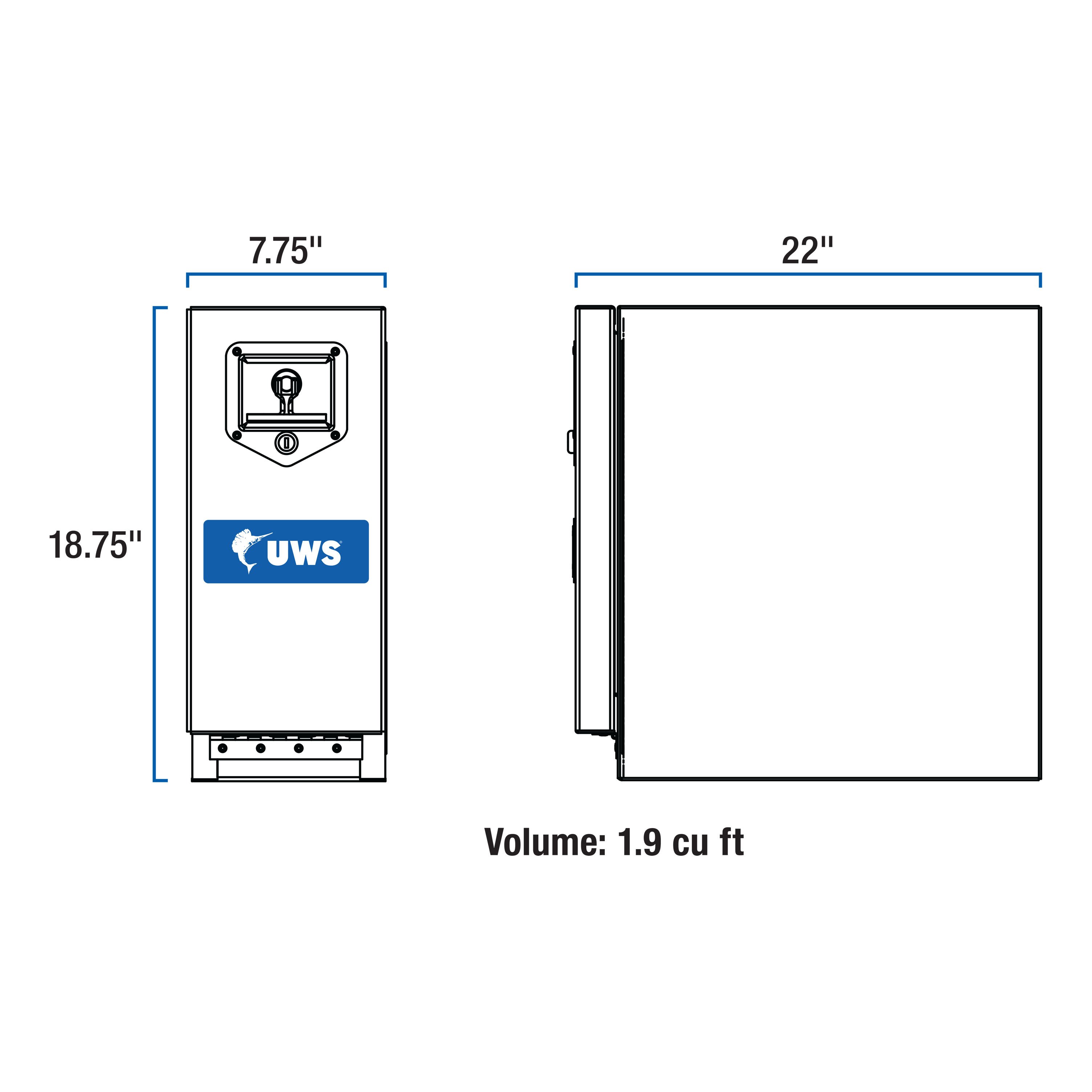 UWS Gloss Black Aluminum 22" Drawer Truck Tool Box DS-22-BLK thumbnail 2