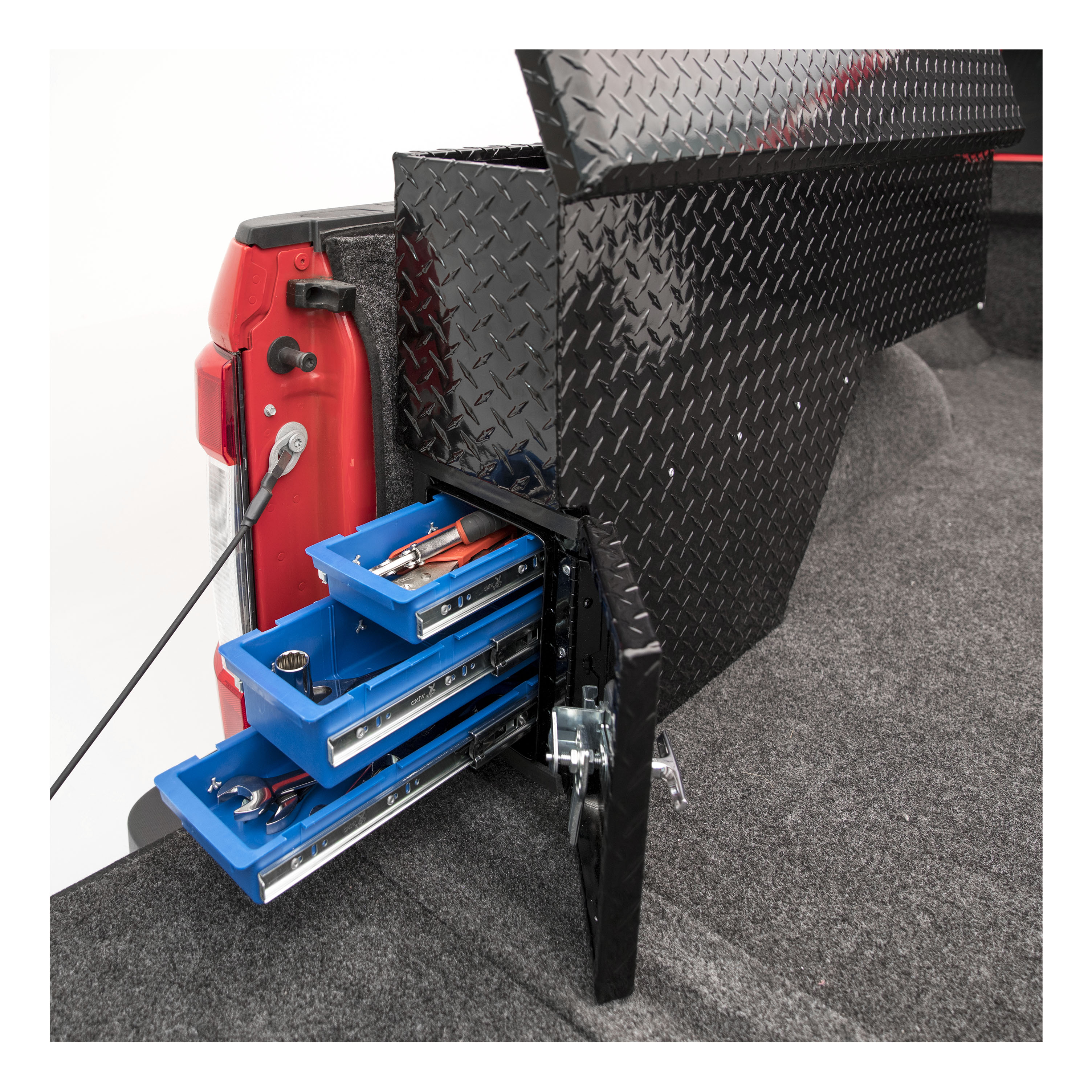 UWS Gloss Black Aluminum 48" Driver-Side Wheel Well Tool Box FW-48-DS-D-BLK thumbnail 7