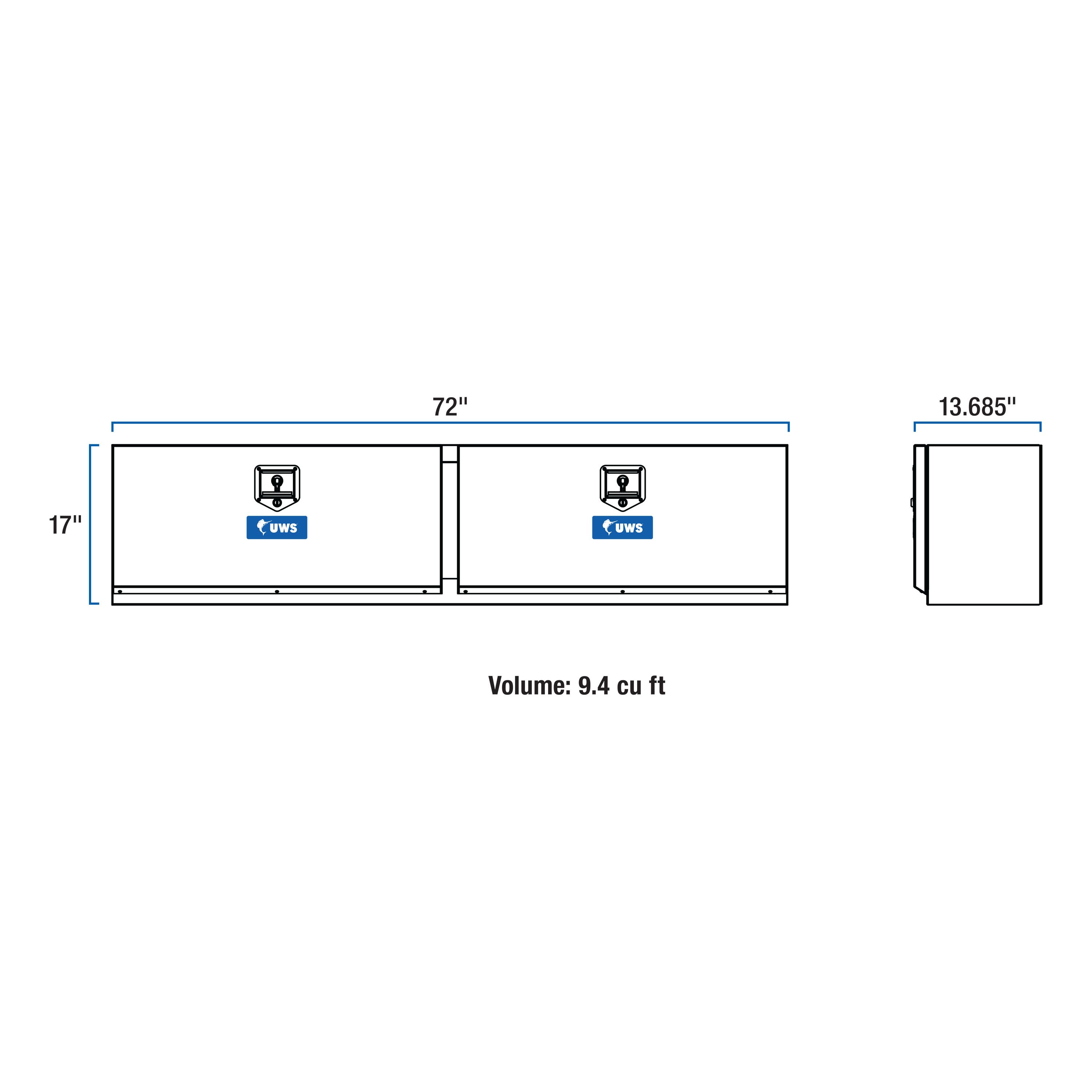 UWS Gloss Black Aluminum 72" Double-Door Topside Truck Tool Box (Heavy Packaging) EC40052 thumbnail 5