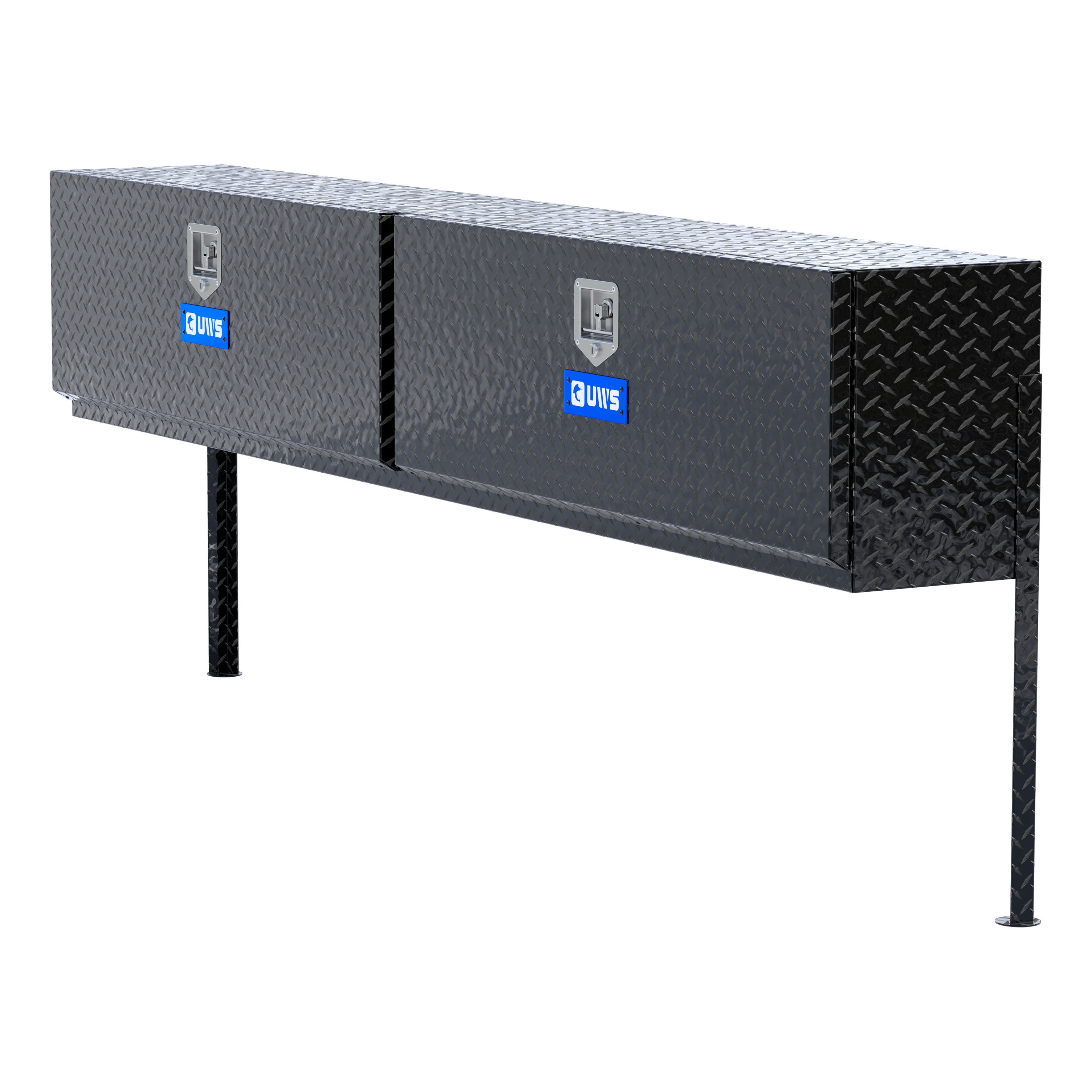 UWS Gloss Black Aluminum 96" Double-Door Topside Truck Tool Box TBTS-96-BLK thumbnail 0