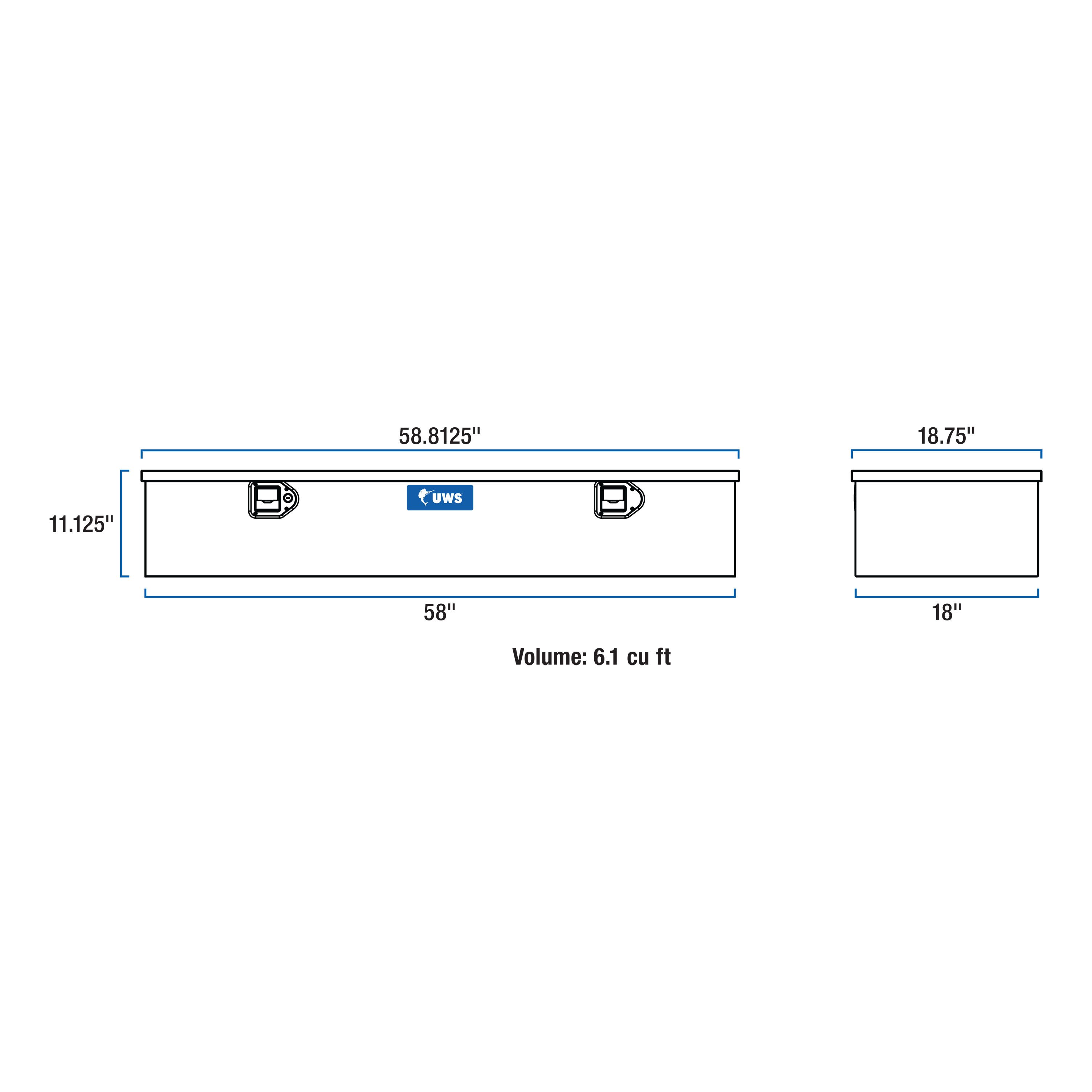 UWS Matte Black Aluminum 58" 5th Wheel Truck Tool Box FWB-58-MB thumbnail 1