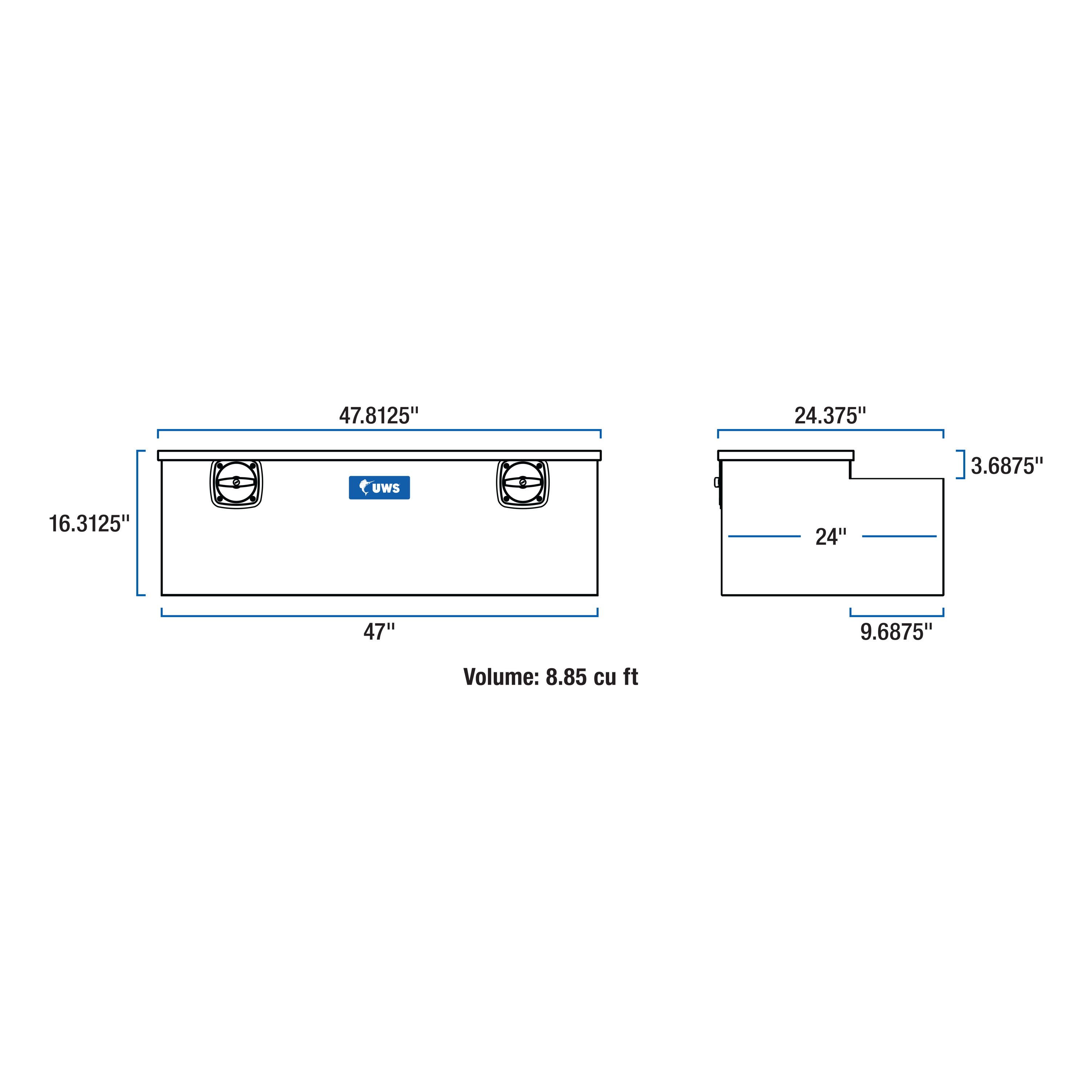 UWS Bright Aluminum Secure Lock 48" Under Tonneau Chest Box SLC-48 thumbnail 1