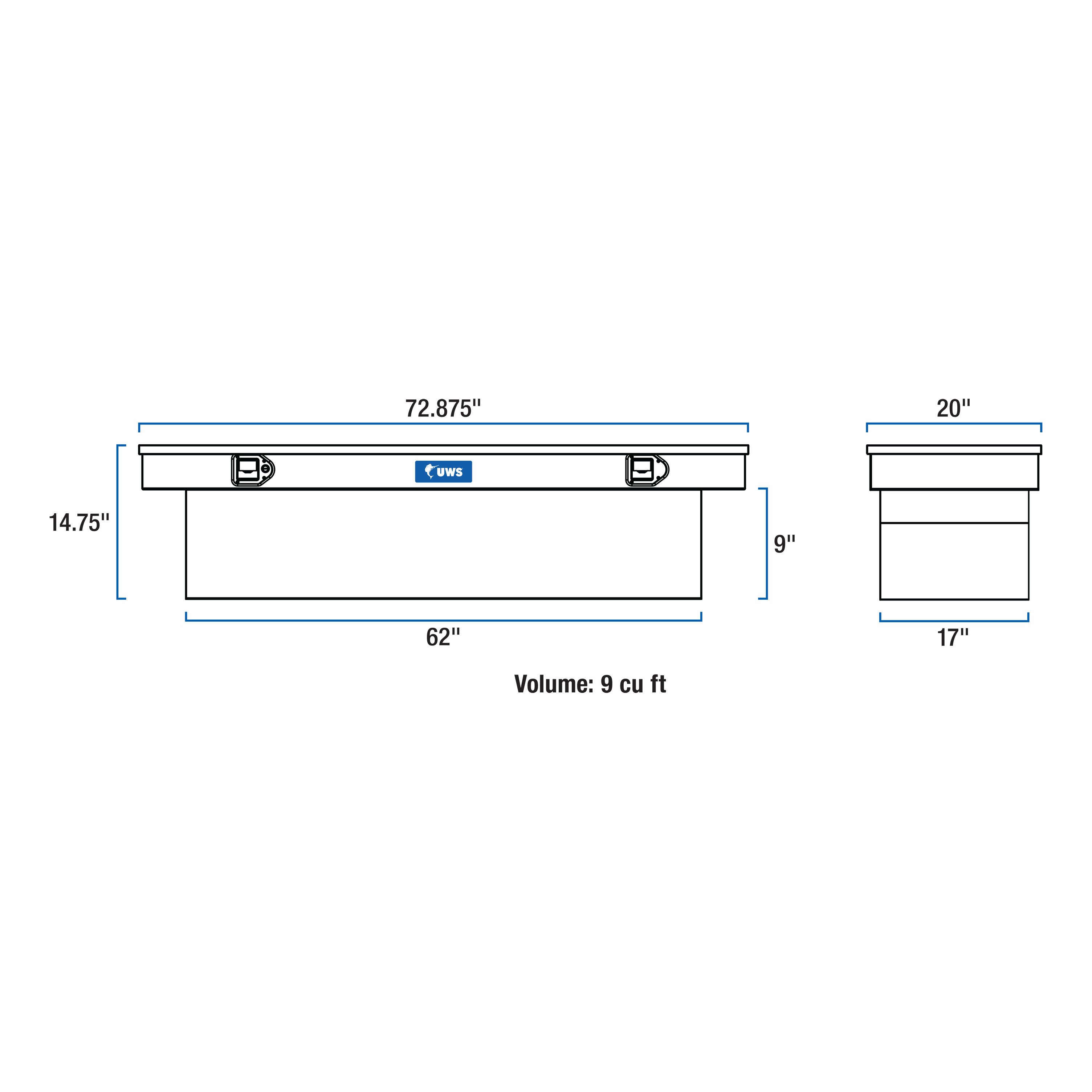 UWS Matte Black Aluminum 72" Crossover Truck Tool Box TBS-72-MB thumbnail 7