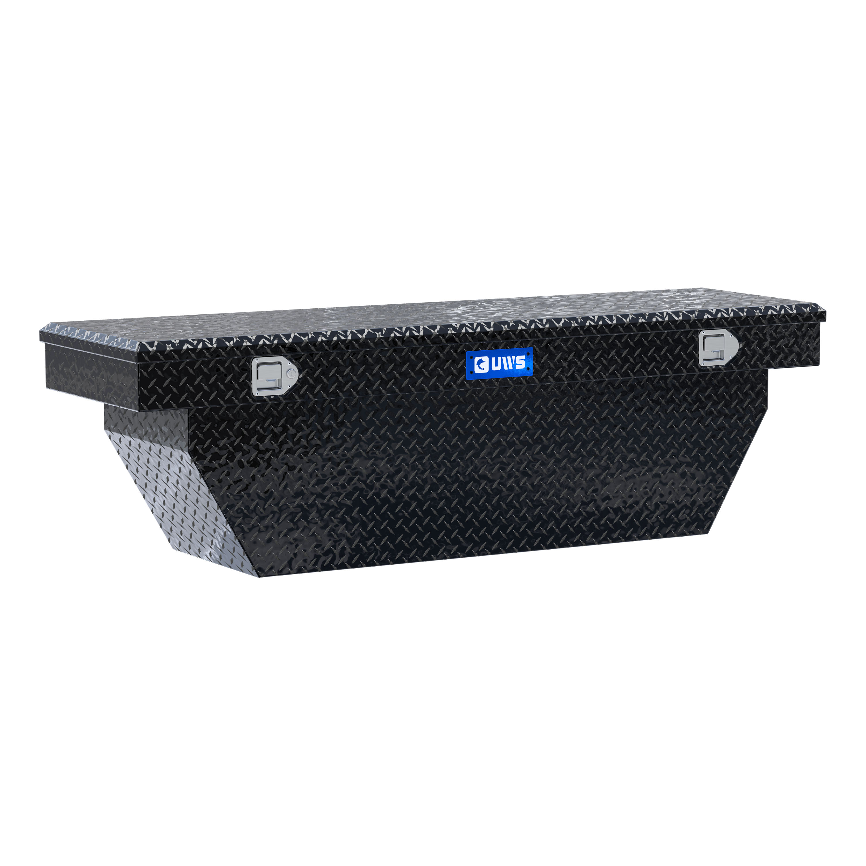 UWS Gloss Black Aluminum 69" Deep Angled Crossover Truck Tool Box TBSD-69-A-BLK thumbnail 0