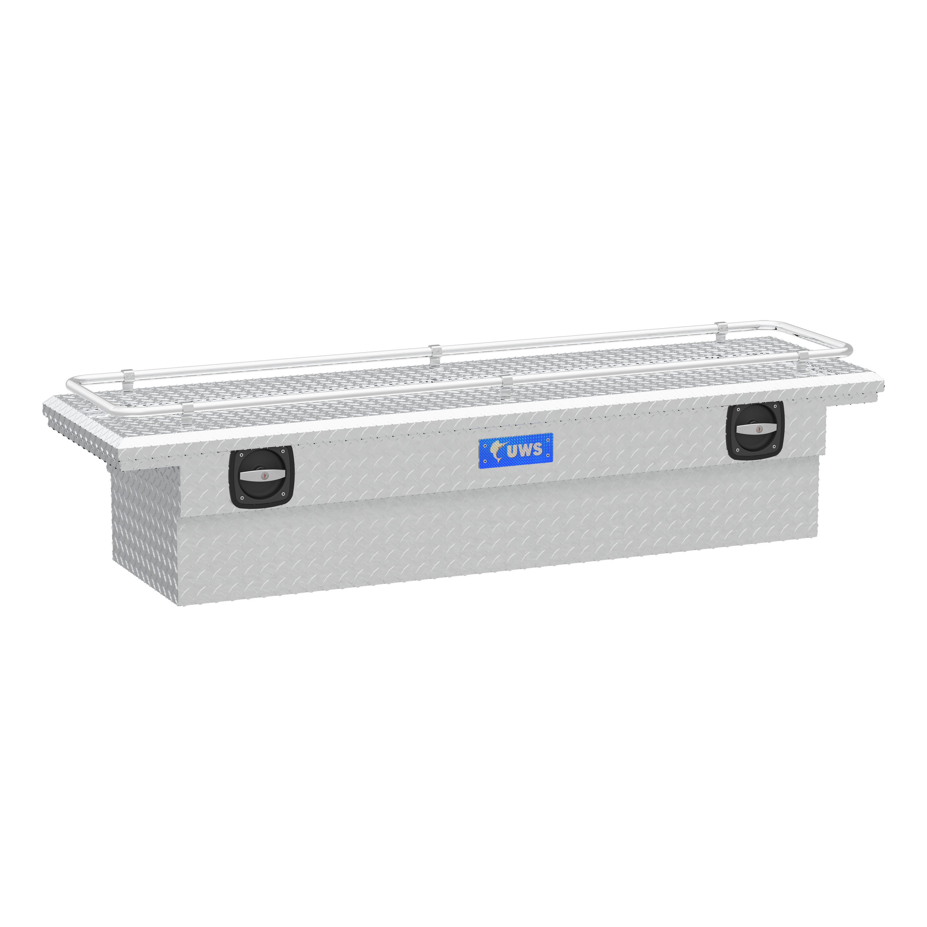 UWS Bright Aluminum 69" Secure Lock Crossover Truck Tool Box with Low Profile & Rail SL-69-LP-R thumbnail 0