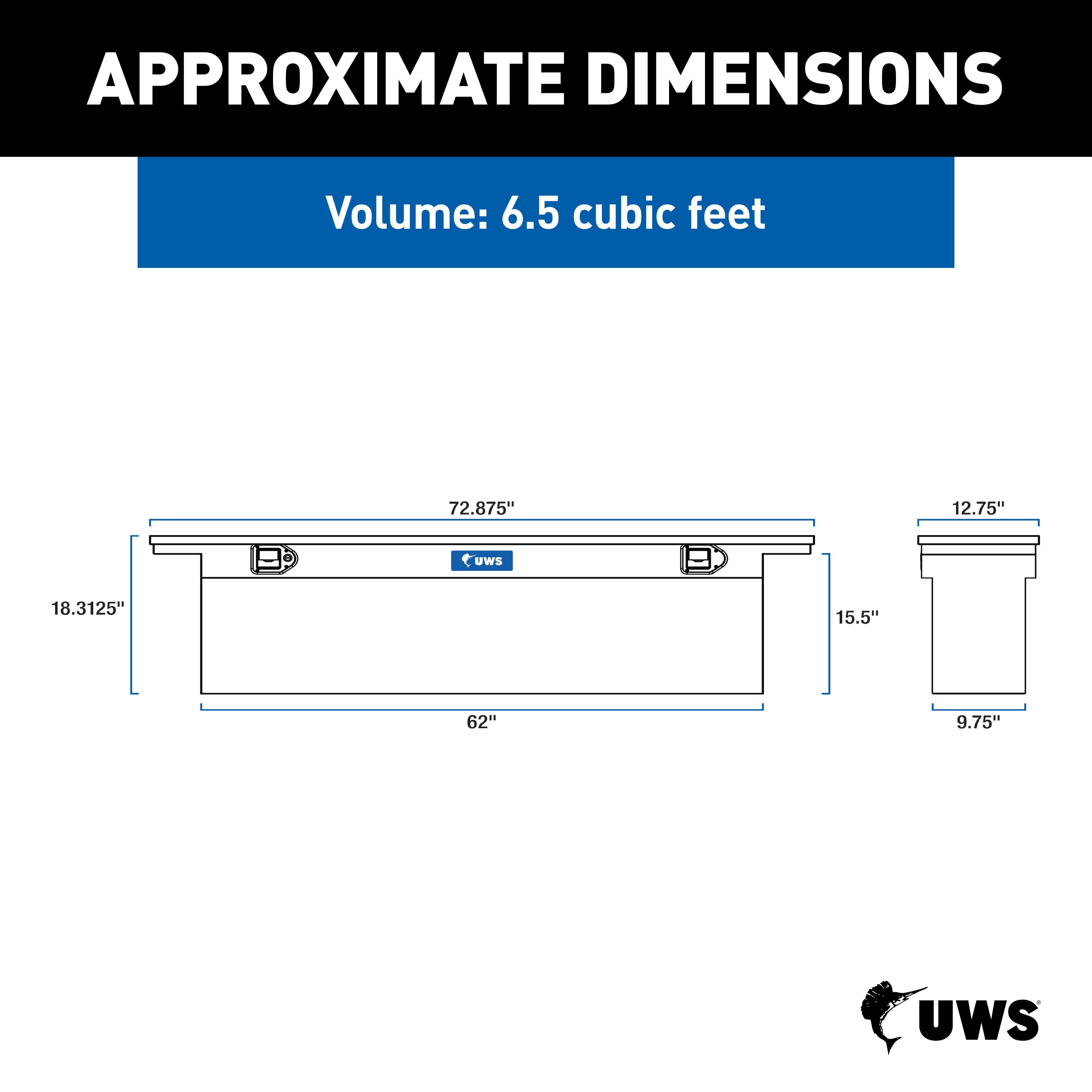 UWS Gloss Black 72" Deep Slim Truck Tool Box, Low Profile TBSD-72-SL-LP-B thumbnail 7