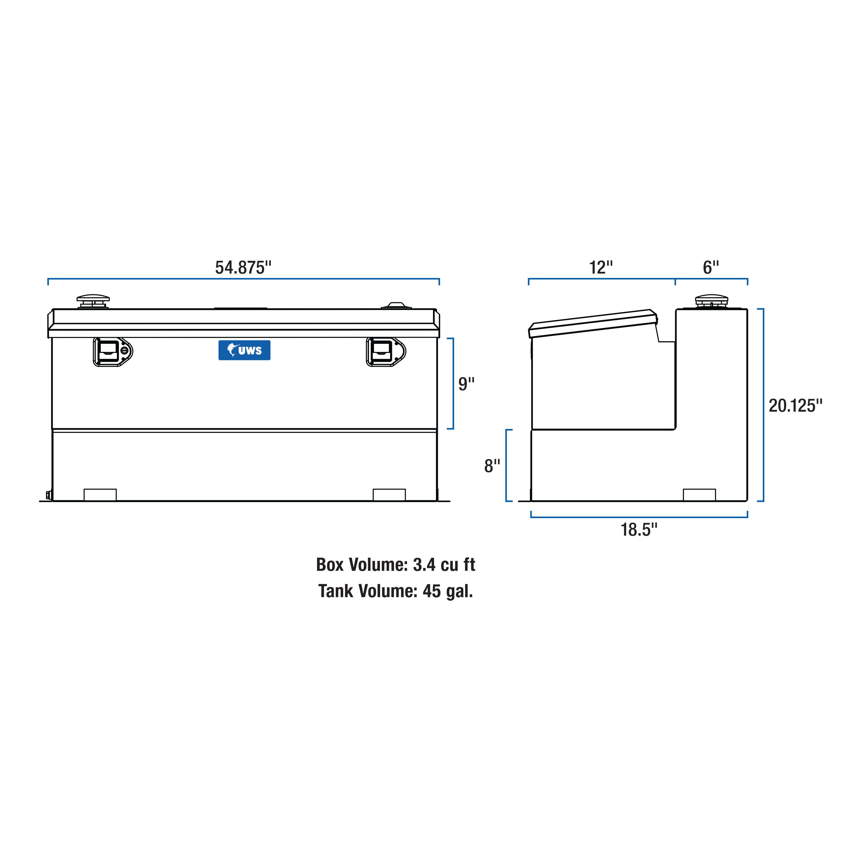 UWS 45-Gallon Combo Bright Aluminum Transfer Tank TT-45-COMBO thumbnail 1