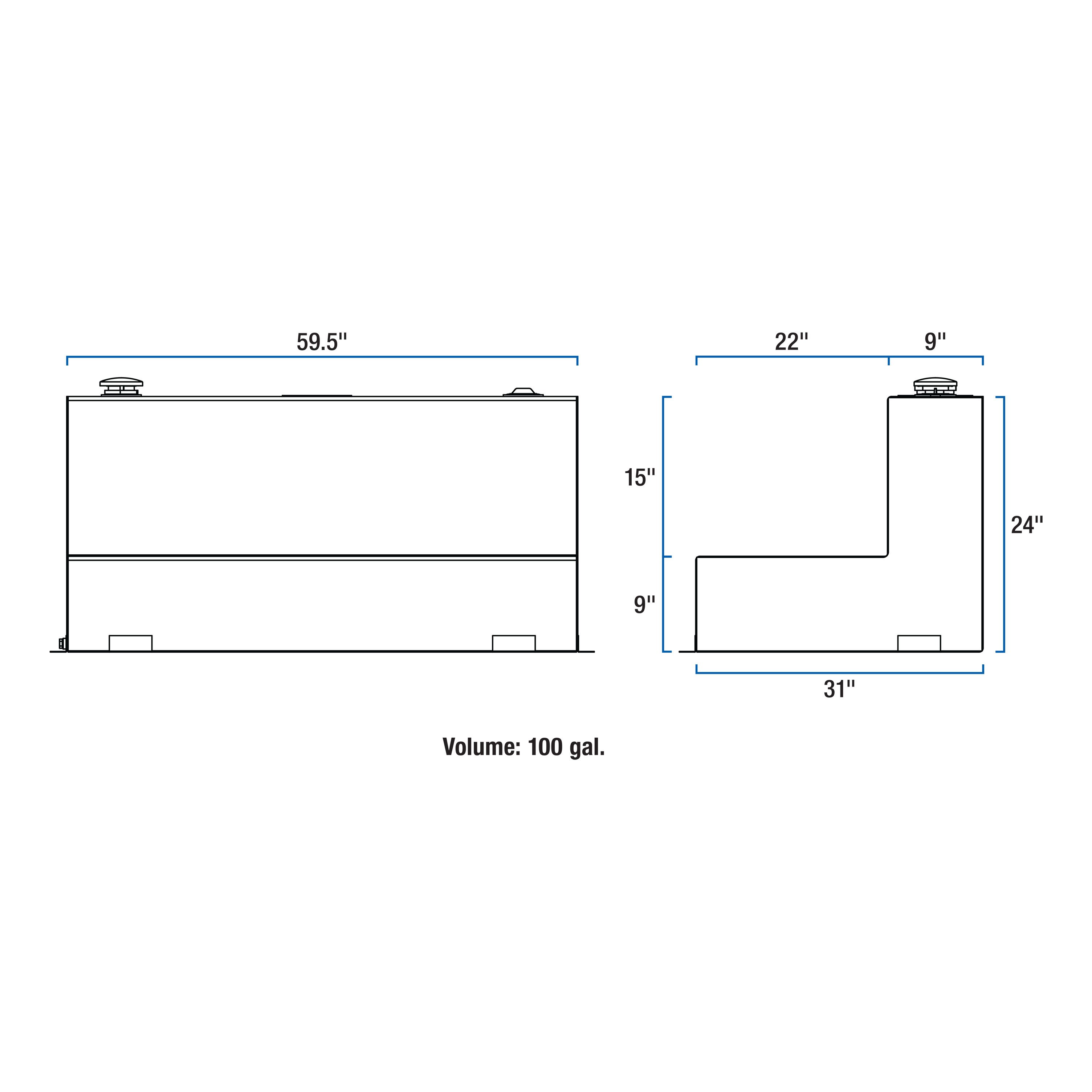 UWS 100-Gallon L-Shape Bright Aluminum Transfer Tank TT-100-L-T-P thumbnail 5