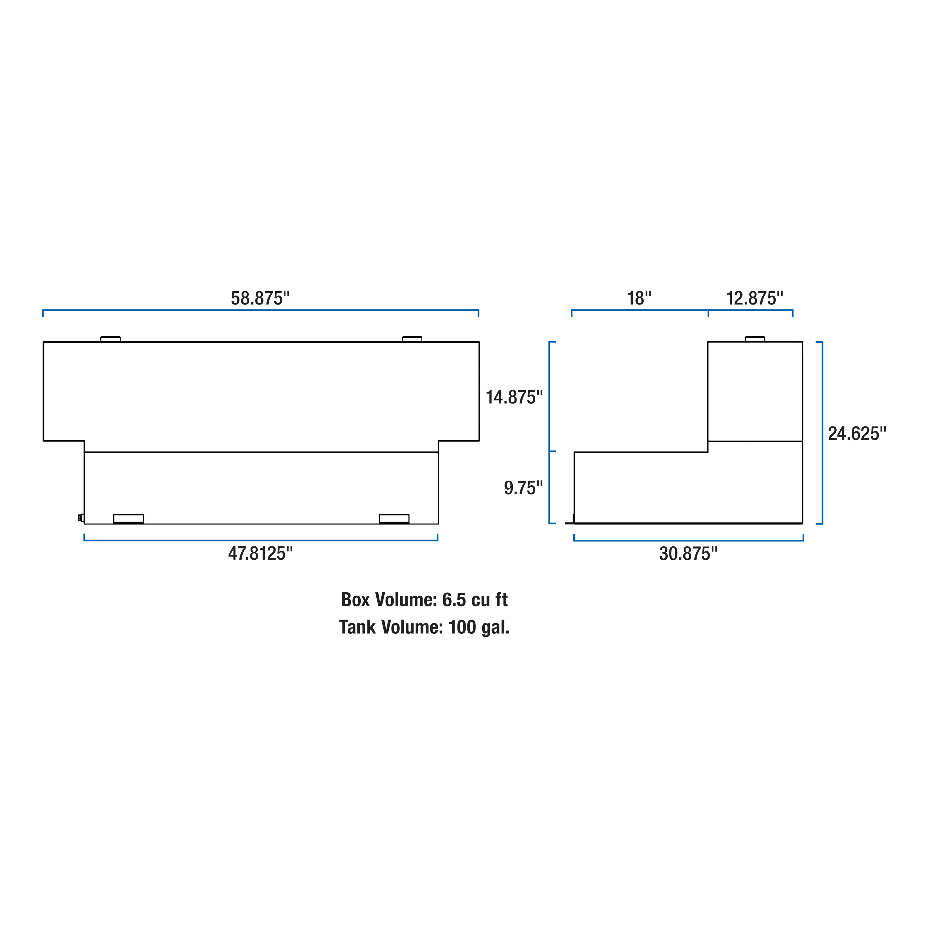 UWS Gloss Black Hammerhead-Style 100-Gallon Aluminum L-Shape Transfer Tank TT-100HH-B thumbnail 4