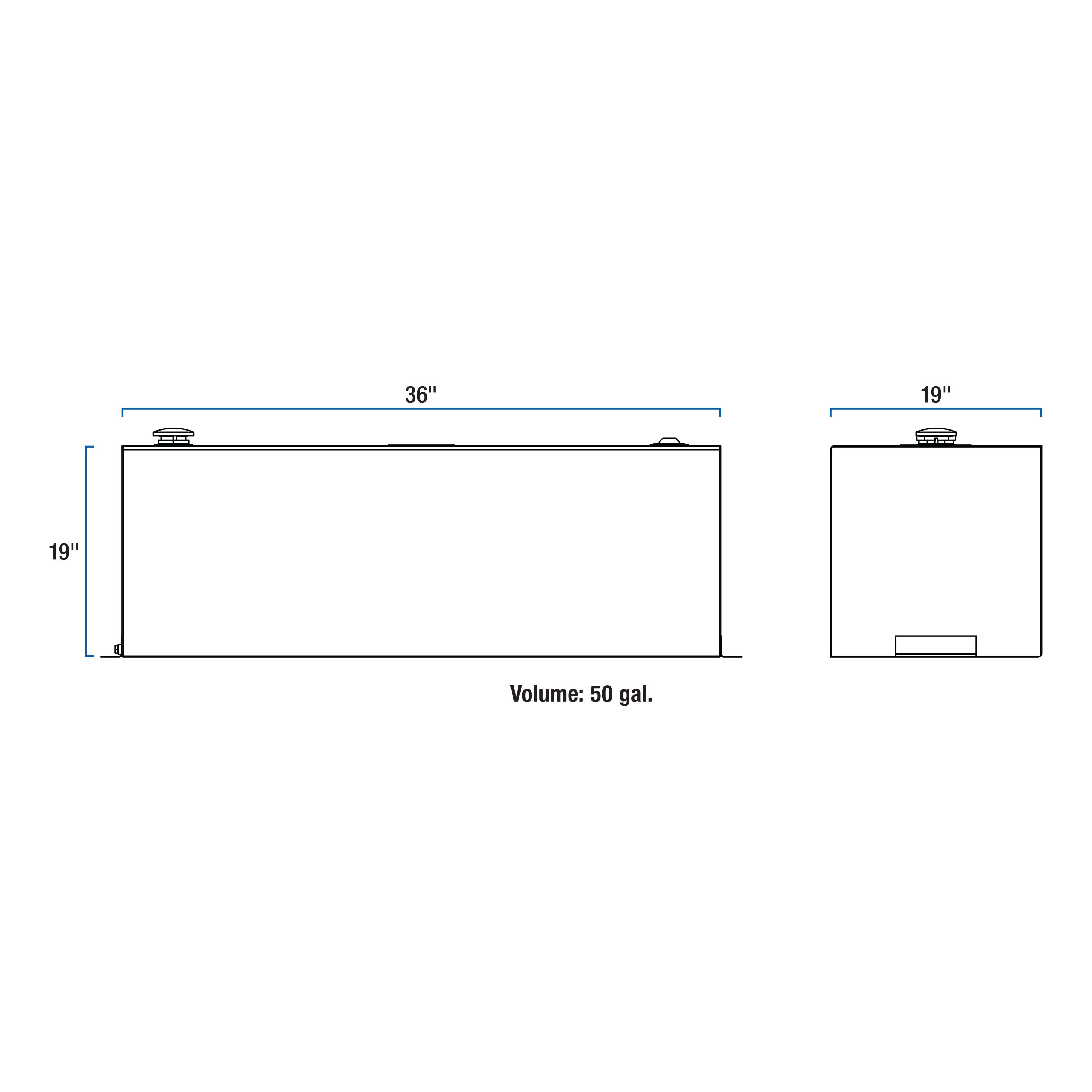 UWS 50-Gallon Rectangle Bright Aluminum Transfer Tank TT-50-R-T-P thumbnail 4