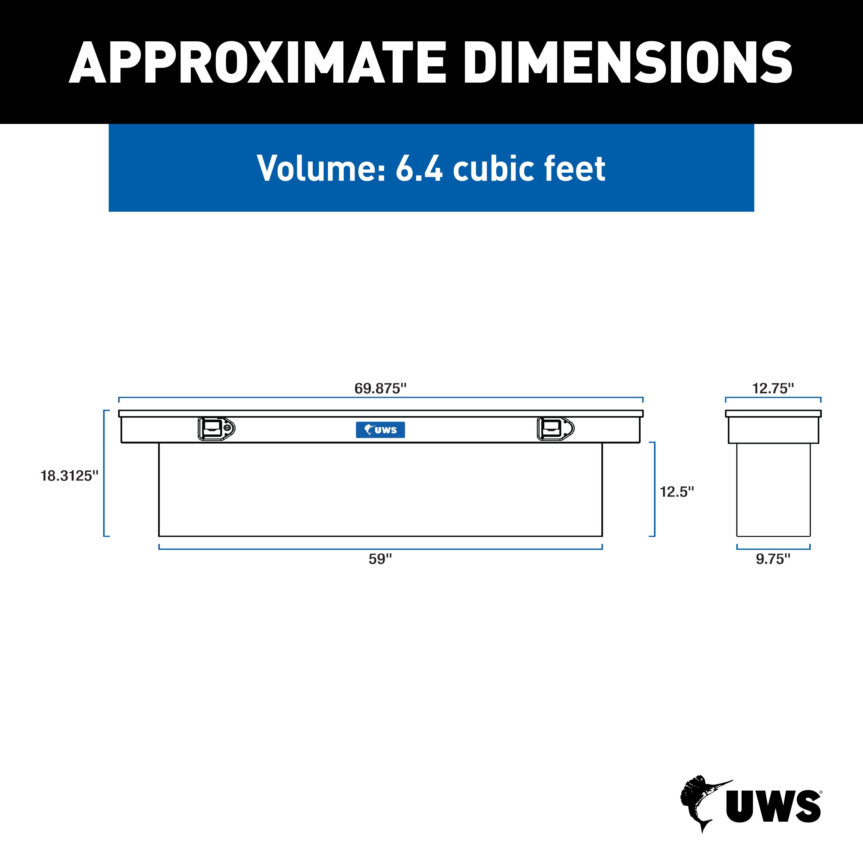 UWS Bright Aluminum 69" Deep Slim-Line Crossover Truck Tool Box TBSD-69-SL thumbnail 7