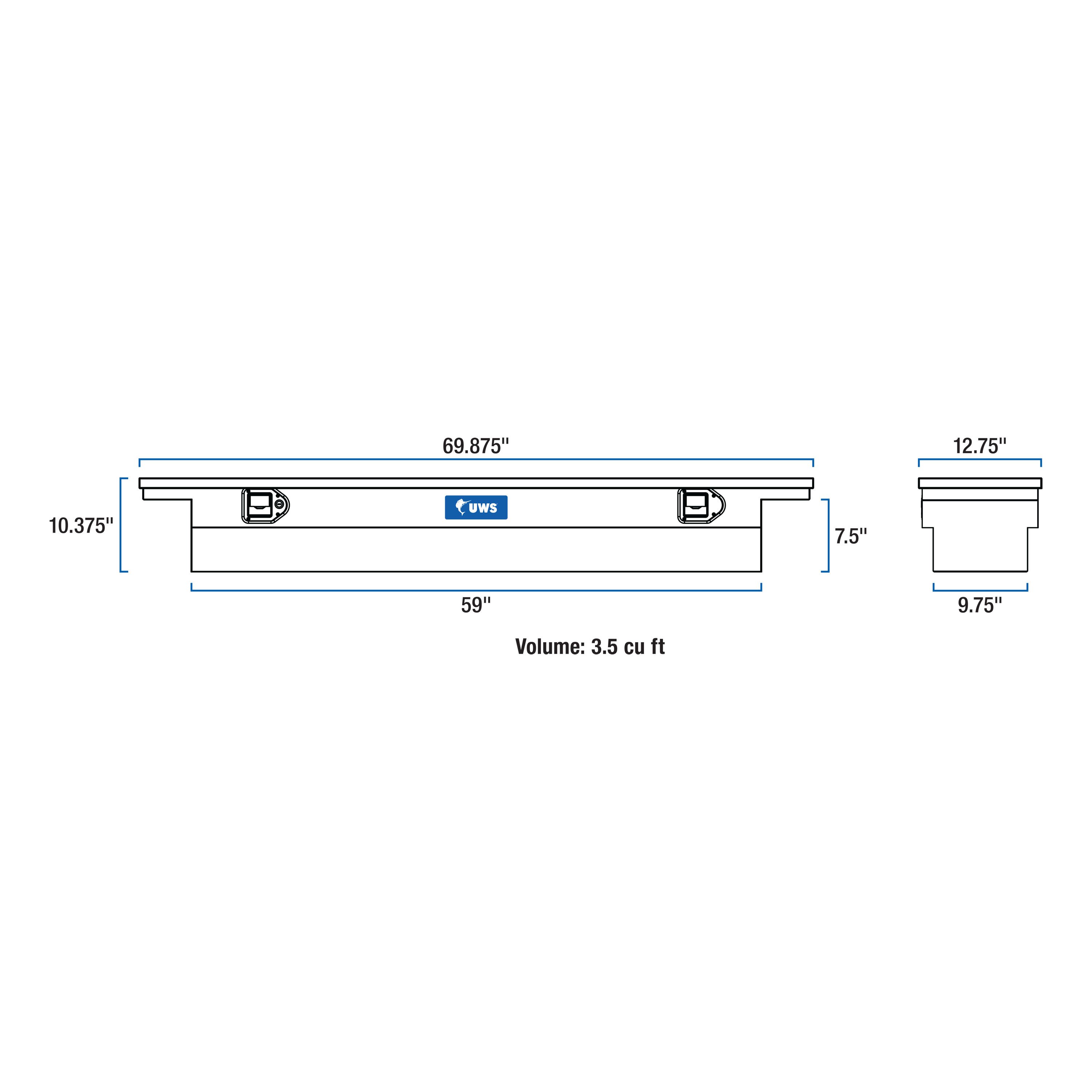 UWS Gloss Black Aluminum 69" Slim-Line Truck Tool Box, Low Profile (Heavy Packaging) EC10552 thumbnail 8