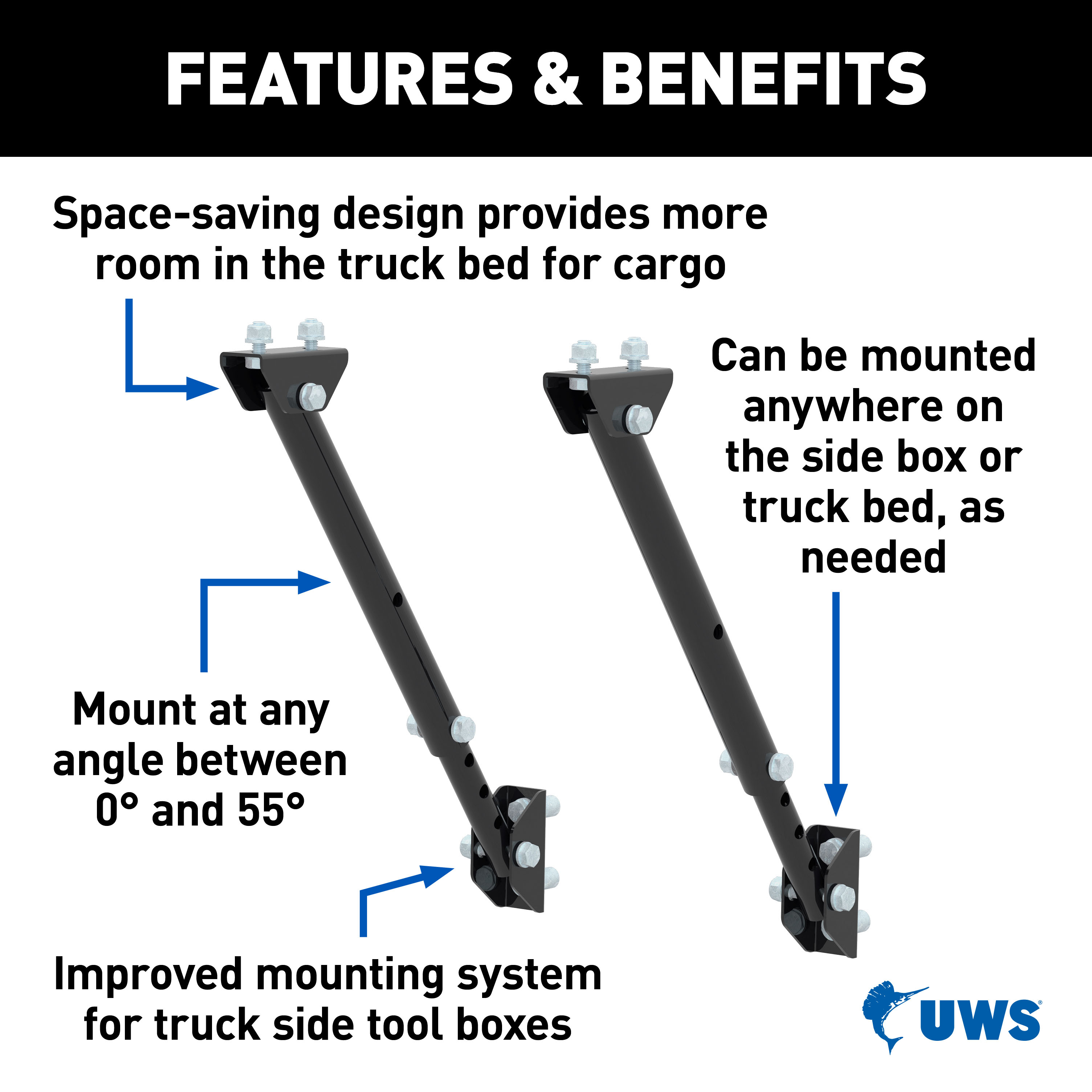 UWS Adjustable Universal Legs for Truck Side Boxes TBSM-MK2 thumbnail 1