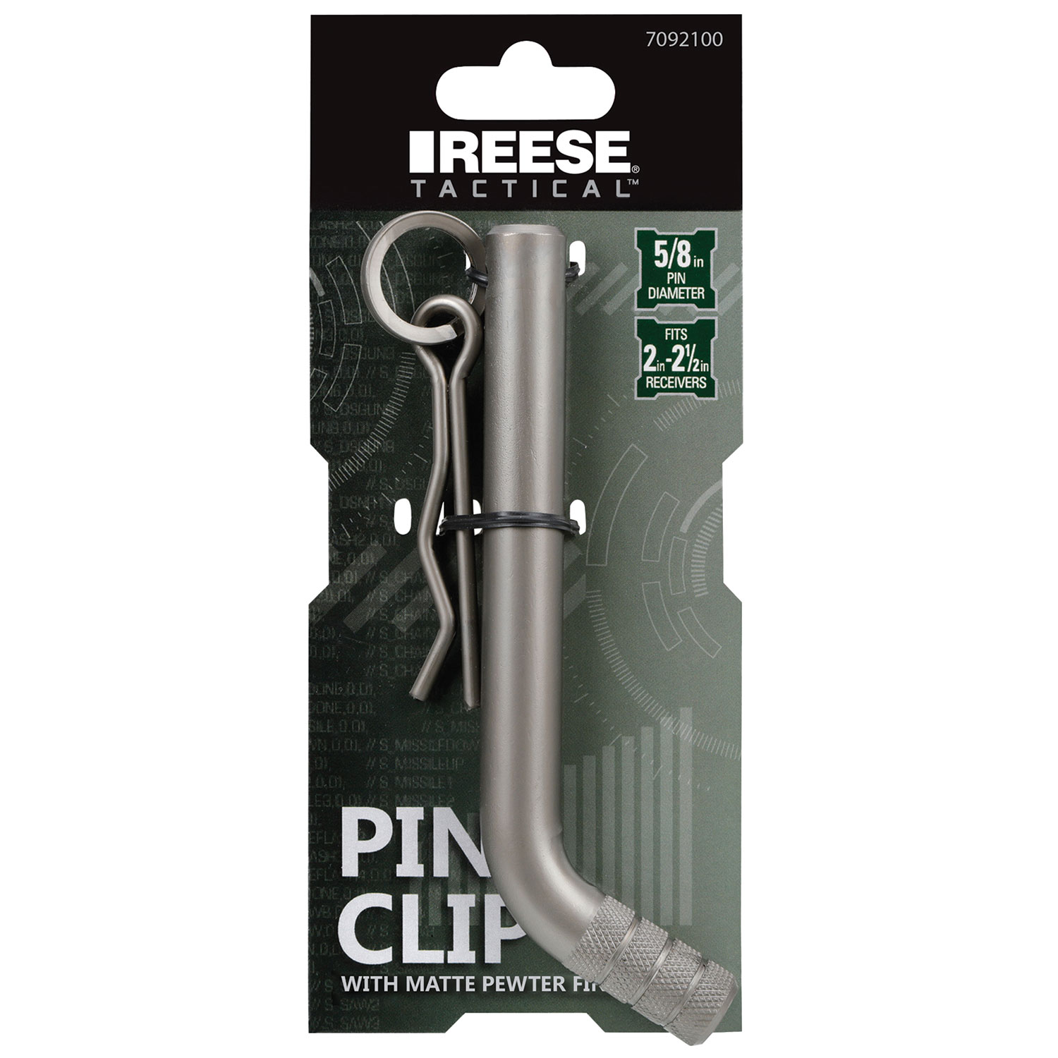 Reese Tactical  Trailer Hitch Pin & Clip, Fits 2 in. & 2-1/2 in. Receivers, 5/8 in. Pin Diameter, Pewter thumbnail 1