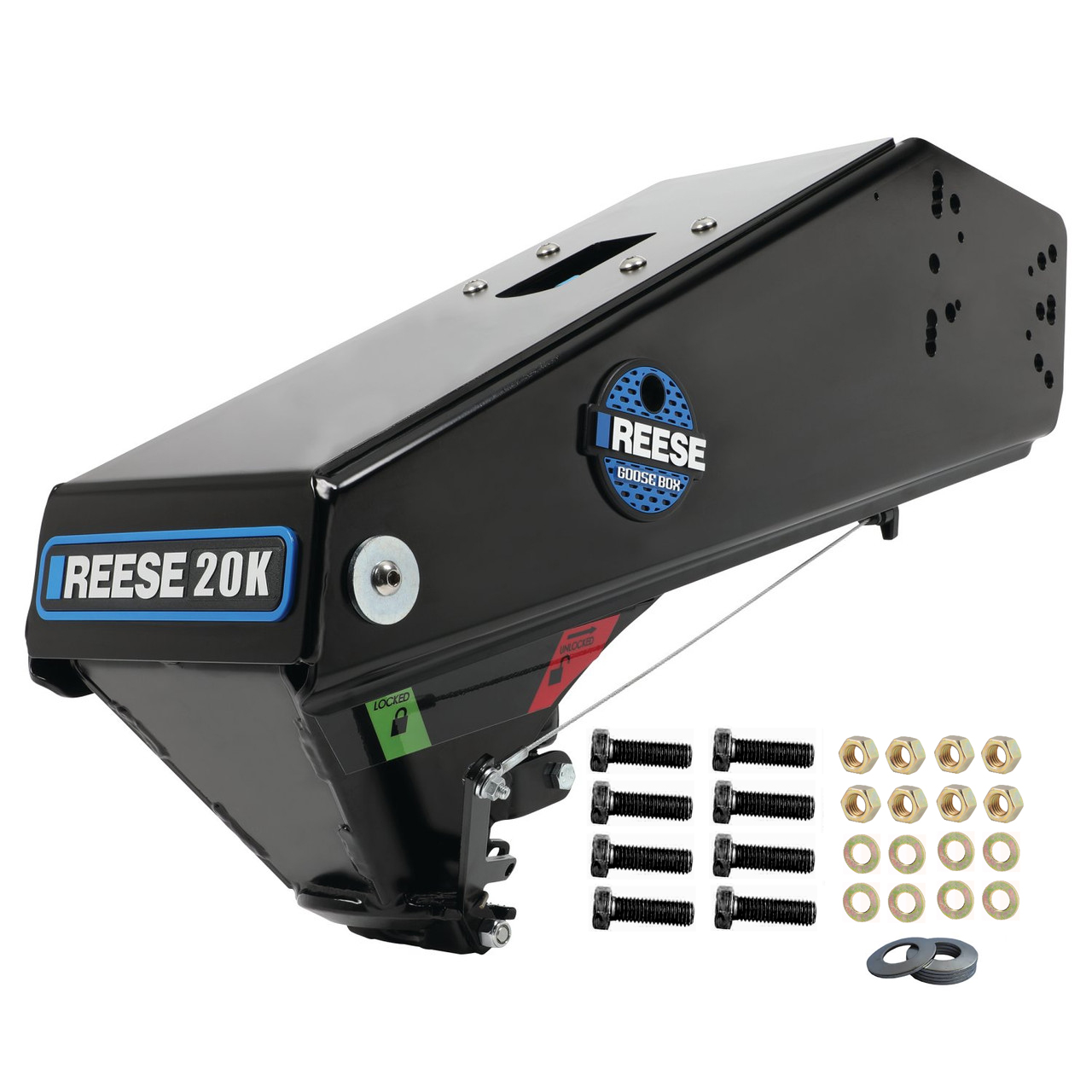 Reese 20k Gen 3 Goose Box  5th Wheel Pin Box, Air Ride 20,000 lbs. Capacity, Fits Lippert (1621, 1716, 0719, Rhino), Fabex PB 600 Series 94920