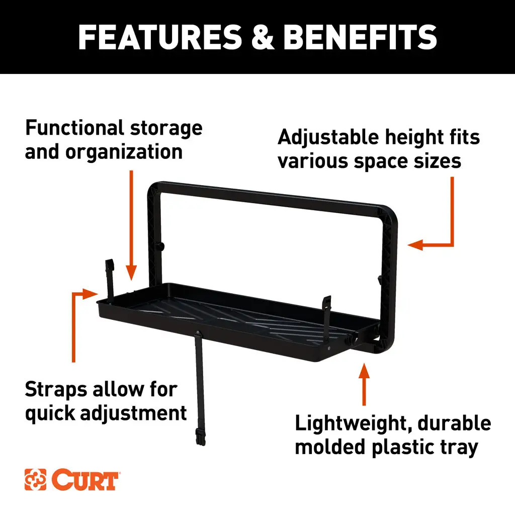 CURT 18425 Pakka Cargo Caddie Seat Back Organizer Tray, 34" x 14" – Universal Rear Trunk Storage for SUVs & CUVs, Easy Install & Adjustable Design thumbnail 3