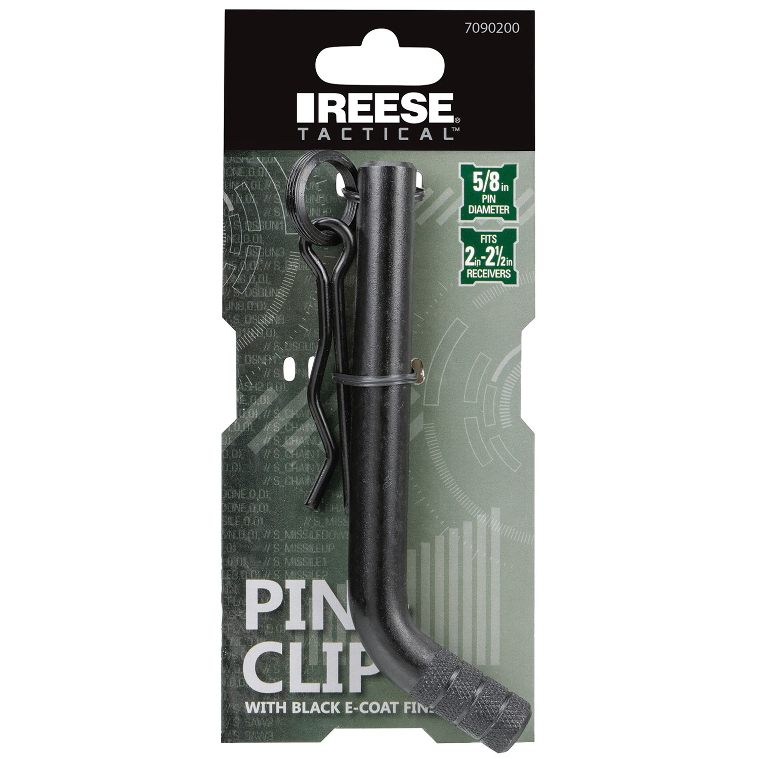 Reese Tactical  Trailer Hitch Pin & Clip, Fits 2 in. & 2-1/2 in. Receivers, 5/8 in. Pin Diameter, Matte Black thumbnail 1