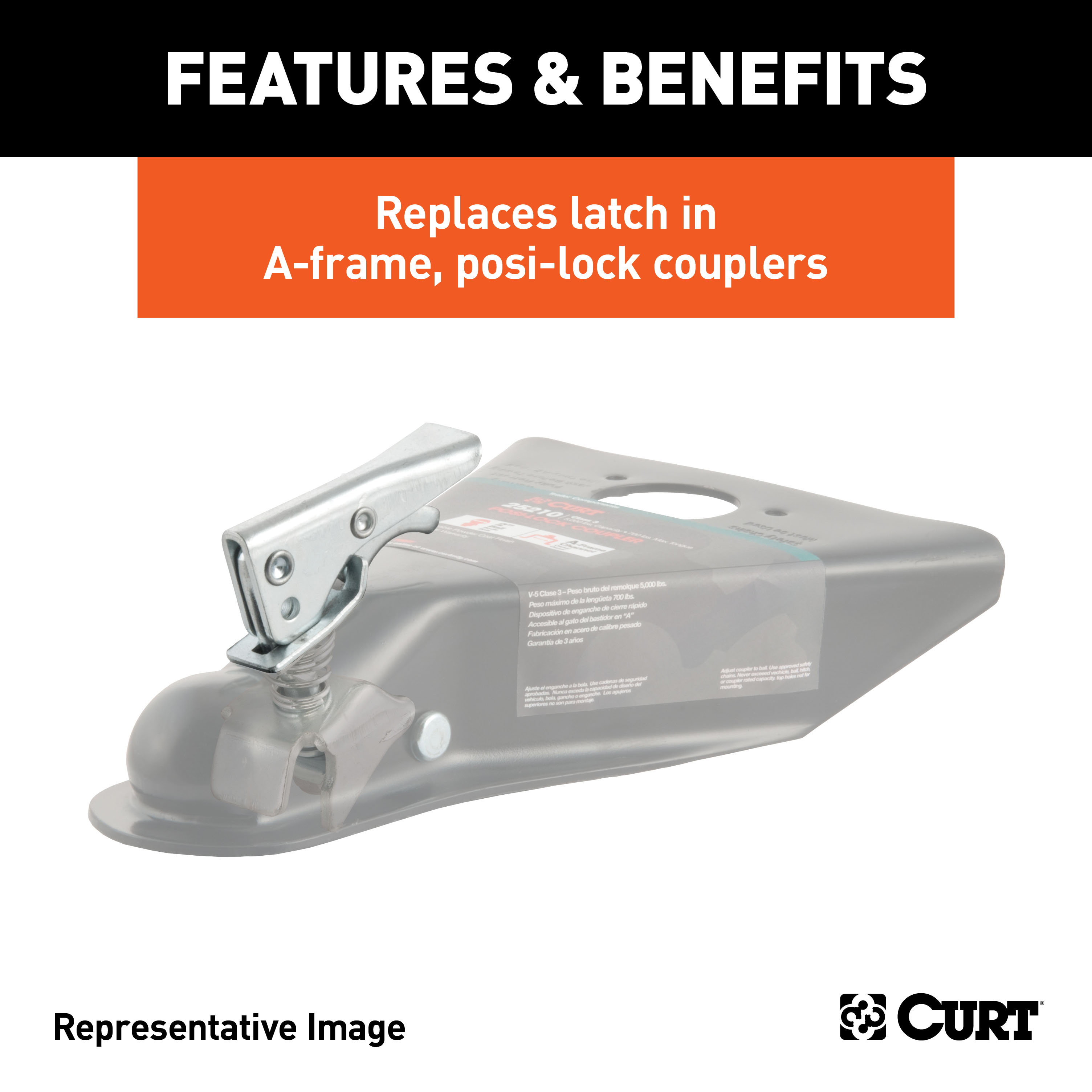 CURT Replacement 2" Posi-Lock Coupler Latch for A-Frame Couplers Trailer Hitch thumbnail 2