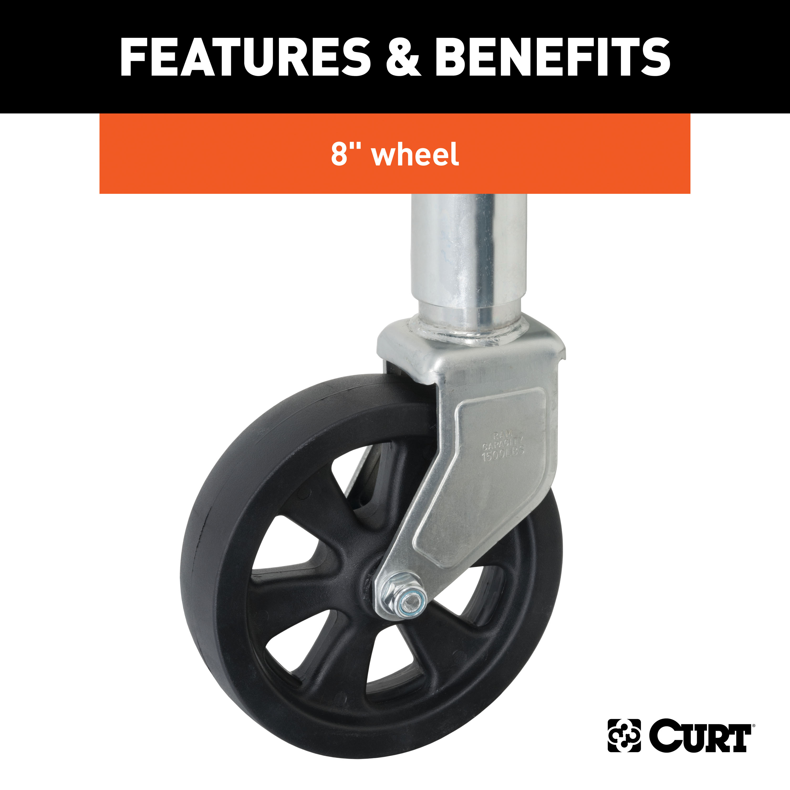 CURT Marine Jack with 8" Wheel (1,500 lbs, 10" Travel) Trailer Jack thumbnail 3