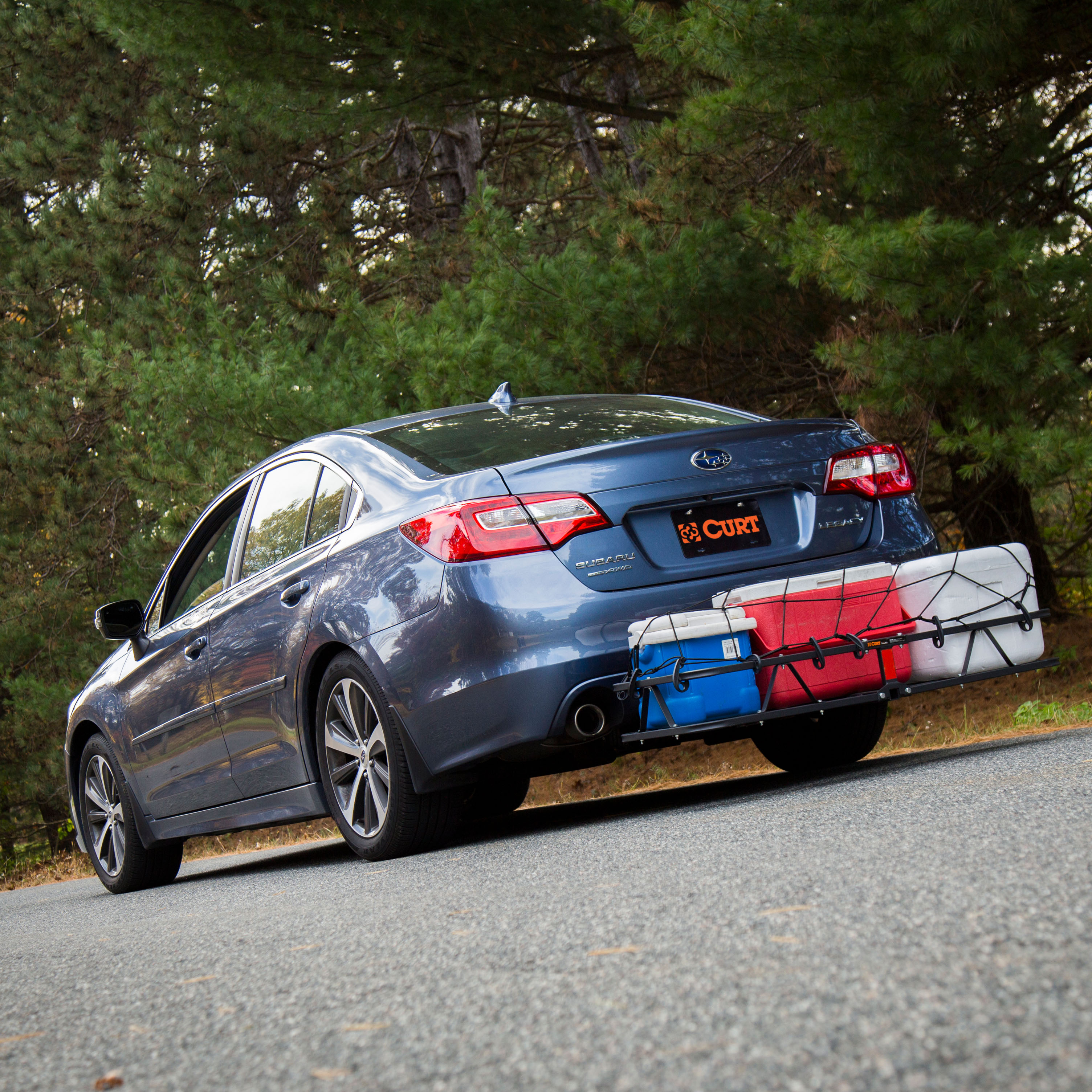CURT 48" x 20" Black Steel Basket Cargo Carrier (1-1/4", 2" Adapter, 500 lbs.) Receiver Hitch Mounted Cargo Carrier thumbnail 8