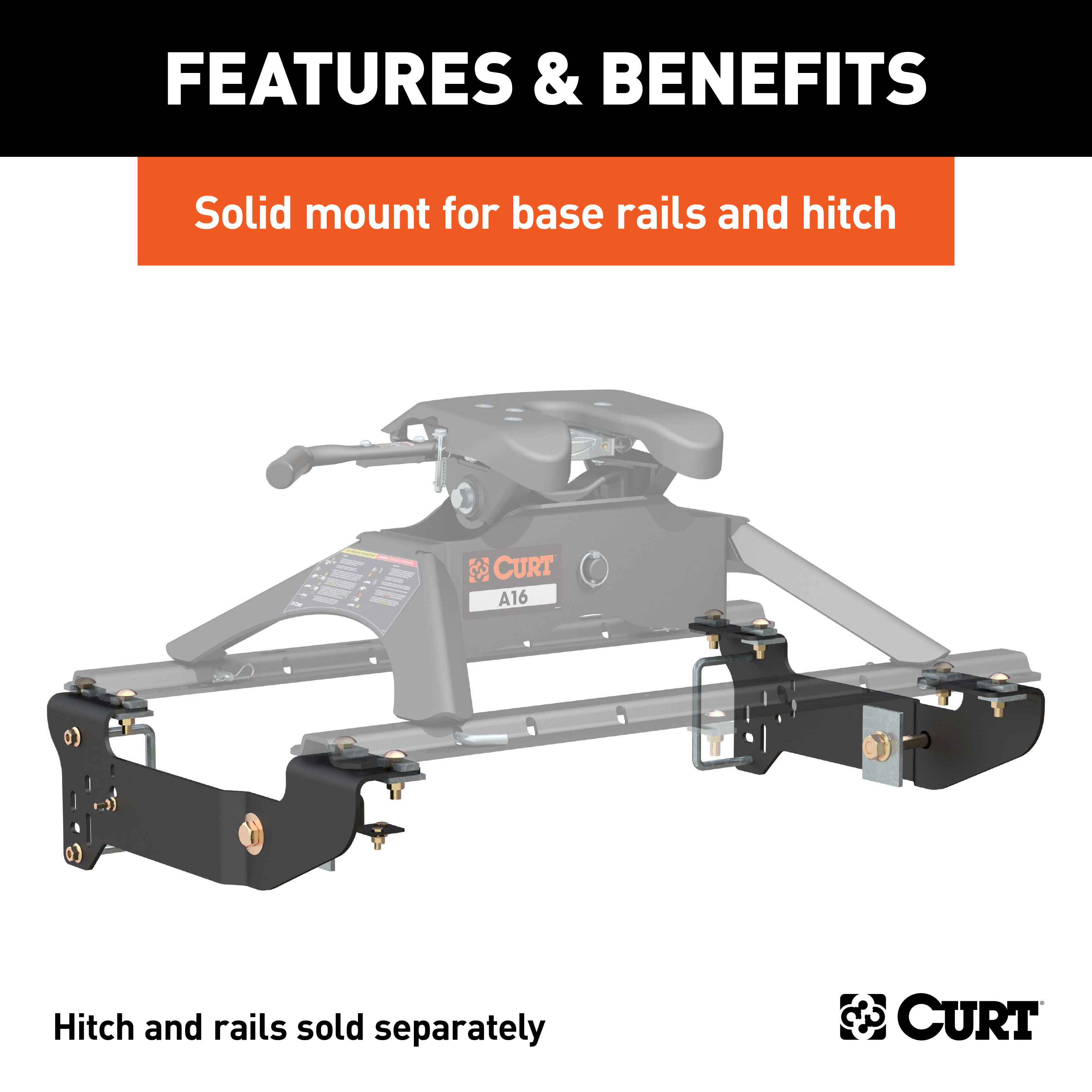 CURT Custom 5th Wheel Brackets, Select Chevrolet Silverado, GMC Sierra 1500 Fifth Wheel Trailer Hitch Bracket thumbnail 1