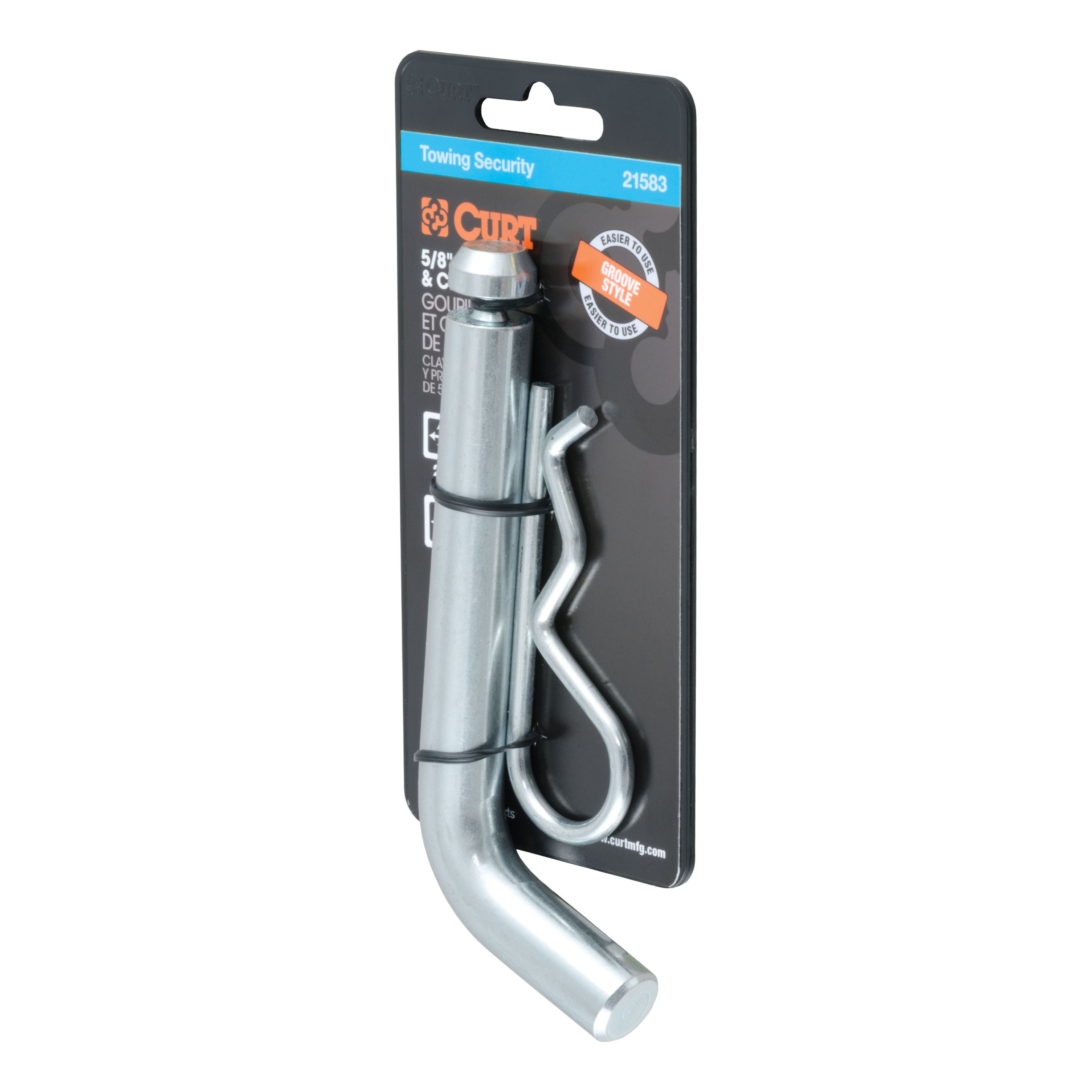 CURT 5/8" Hitch Pin with Groove (2" or 2-1/2" Receiver, Zinc, Packaged) Trailer Hitch Pin thumbnail 0