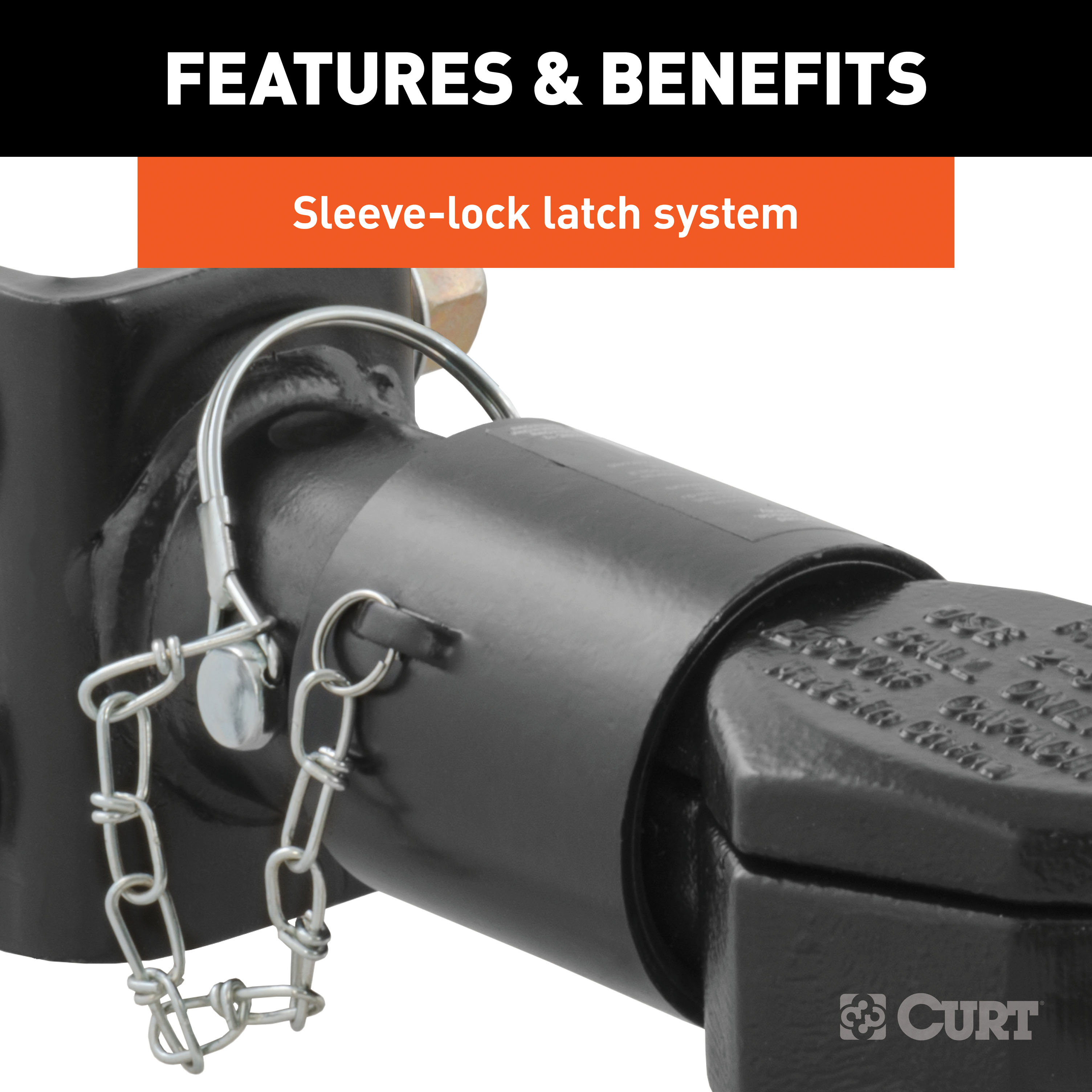 CURT 12,500 Lbs 2-5/16" Channel-Mount Coupler with Sleeve-Lock Black Trailer Hitch Coupler thumbnail 2