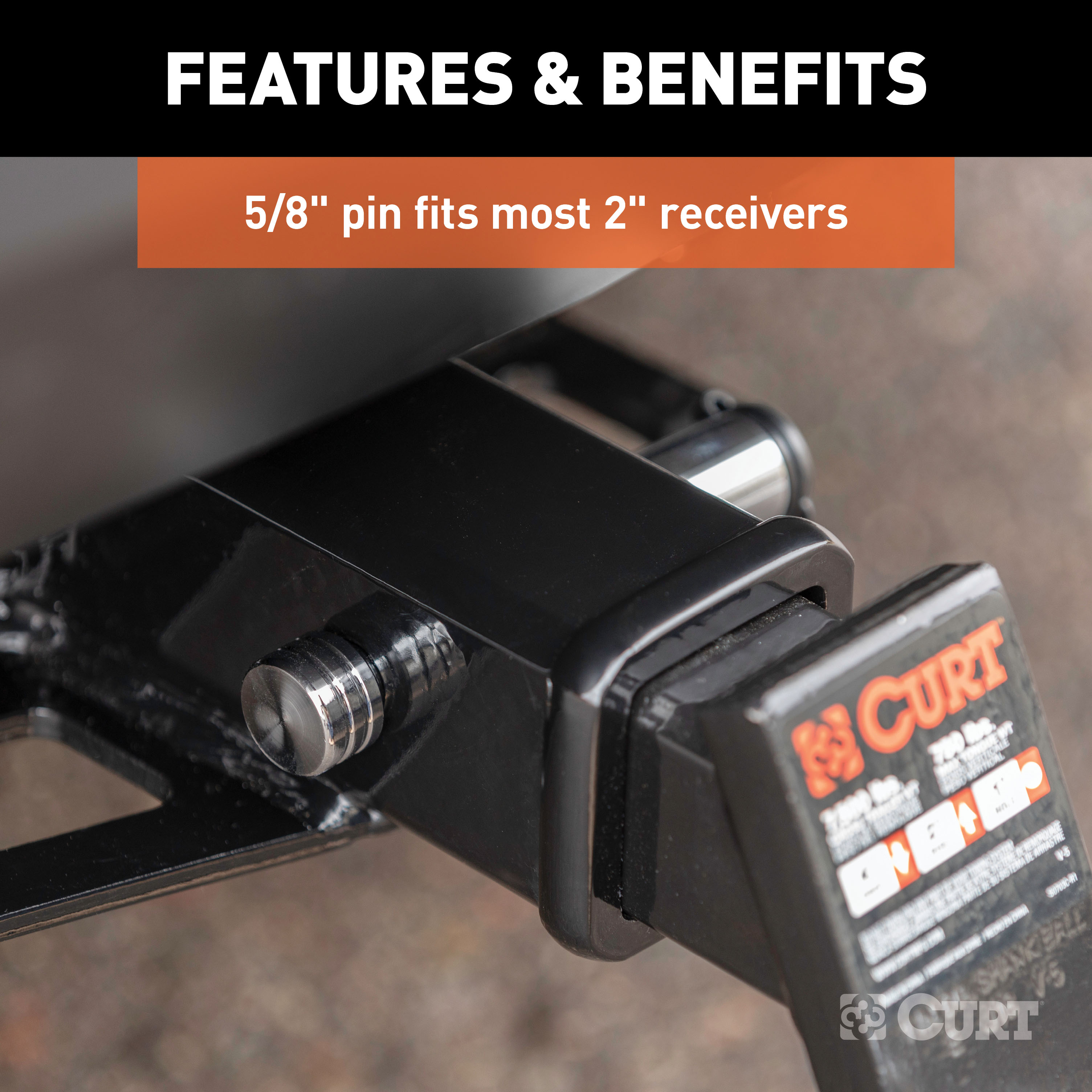 CURT 5/8" Hitch Lock (2" Receiver, Barbell, Chrome) Trailer Hitch Lock thumbnail 2