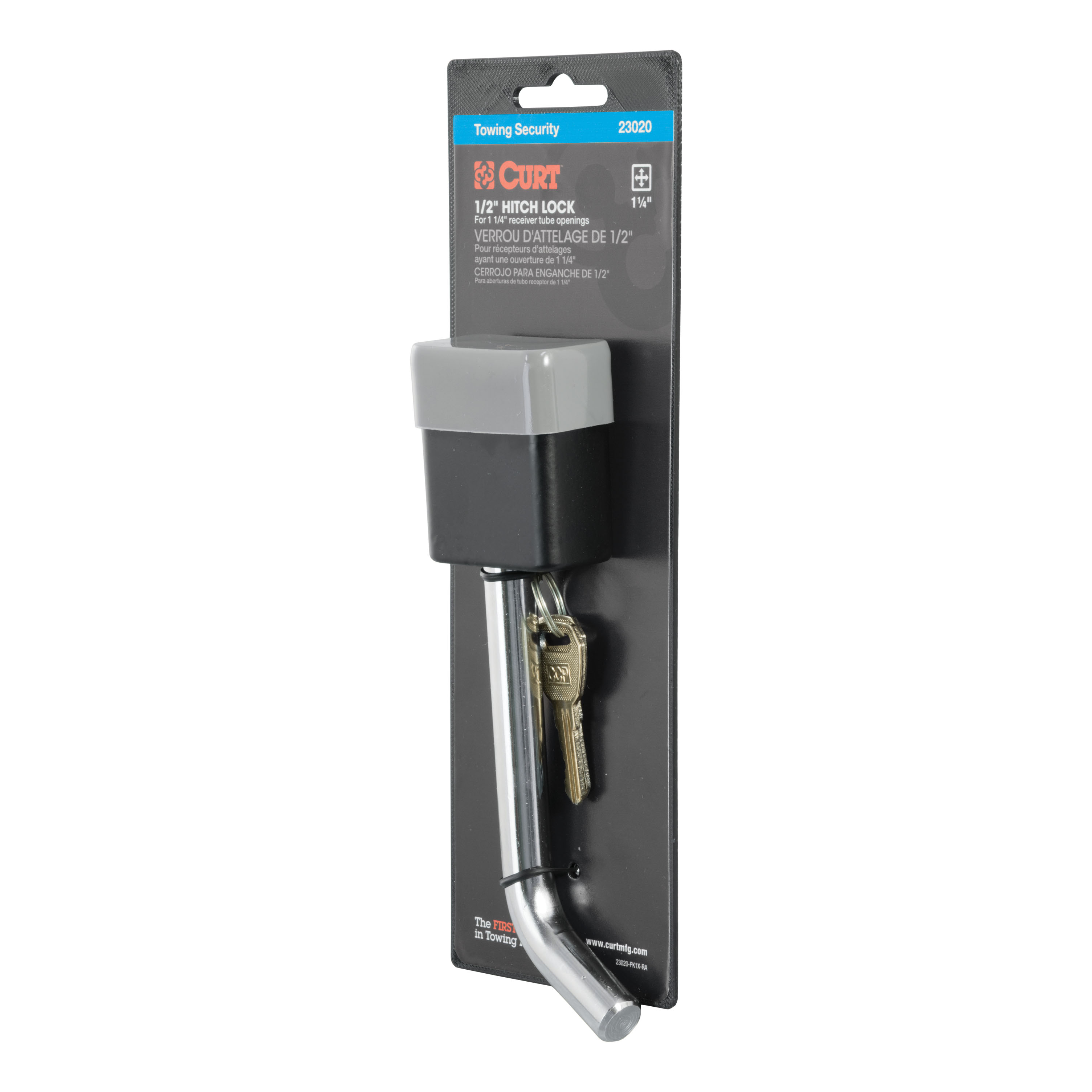CURT 1/2" Hitch Lock (1-1/4" Receiver, Deadbolt, Chrome) Trailer Hitch Lock thumbnail 6