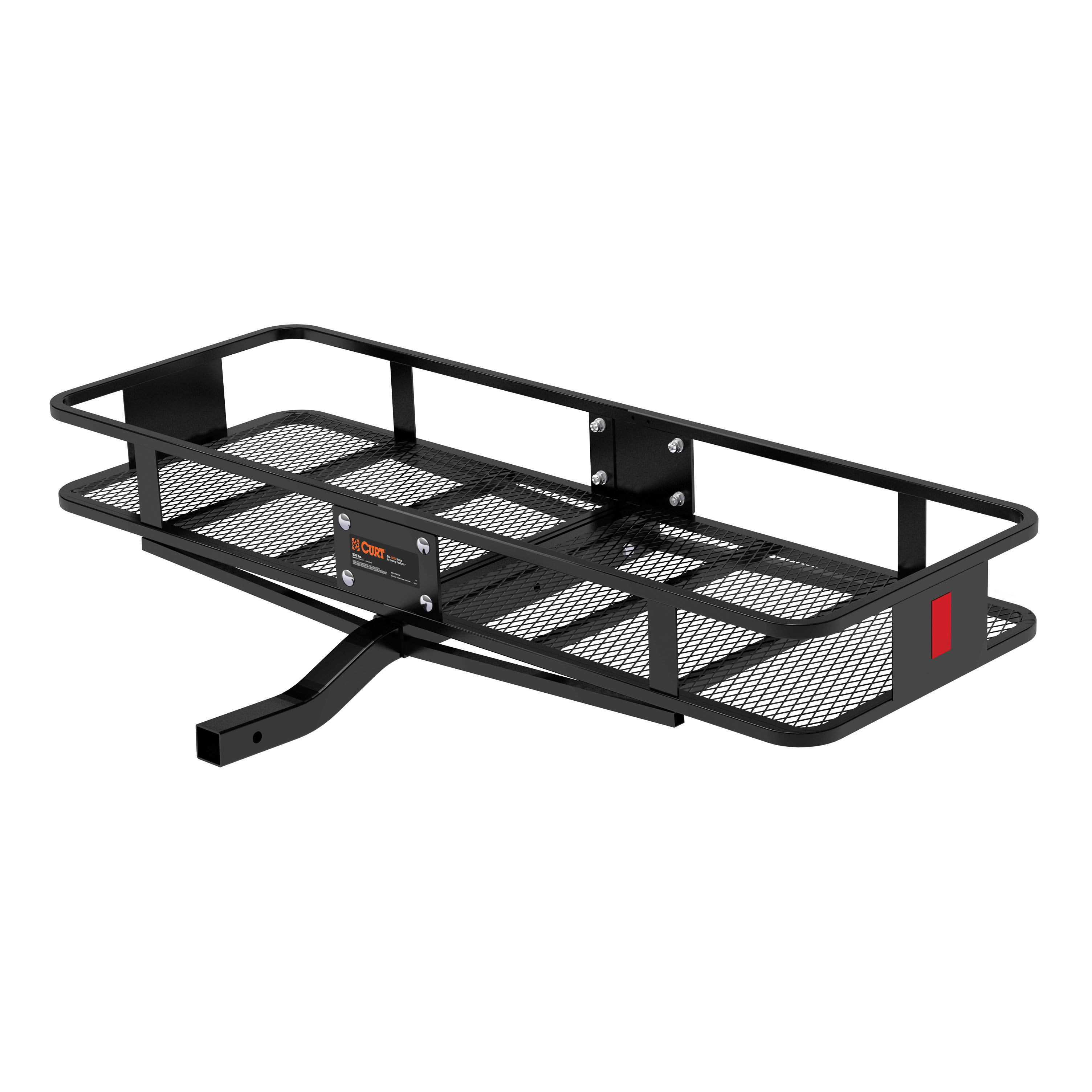 CURT 60" x 20" Black Steel Basket Cargo Carrier (Fixed 2" Shank, 500 lbs.) Receiver Hitch Mounted Cargo Carrier thumbnail 0