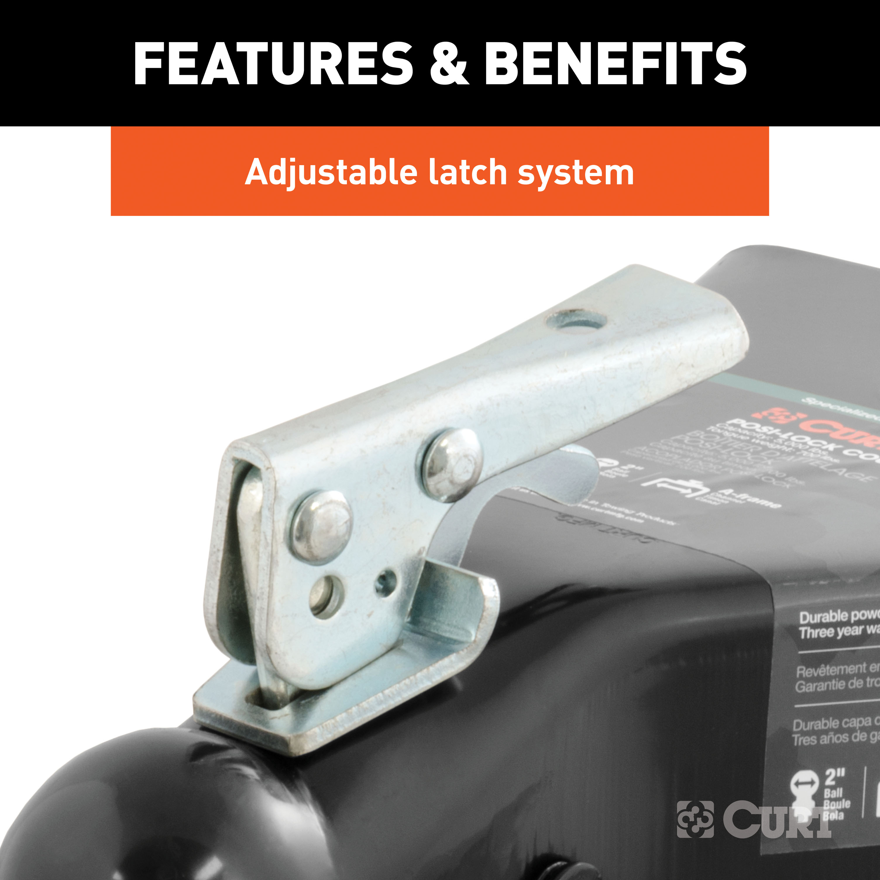 CURT 5,000 lbs 2" A-Frame Coupler with Posi-Lock Black Trailer Hitch Coupler thumbnail 2