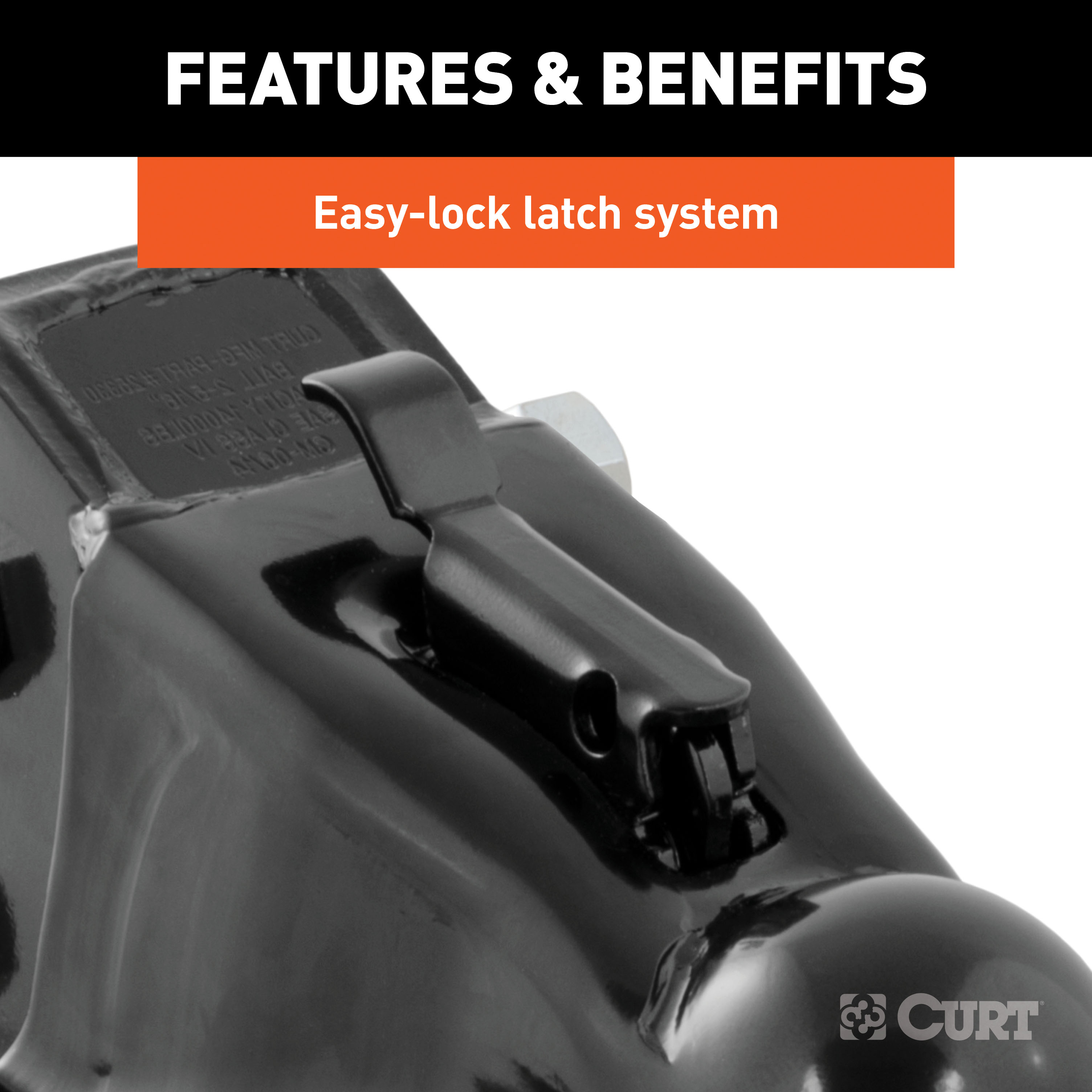 CURT 14,000 lbs 2-5/16" Channel-Mount Coupler with Easy-Lock Black Trailer Hitch Coupler thumbnail 2