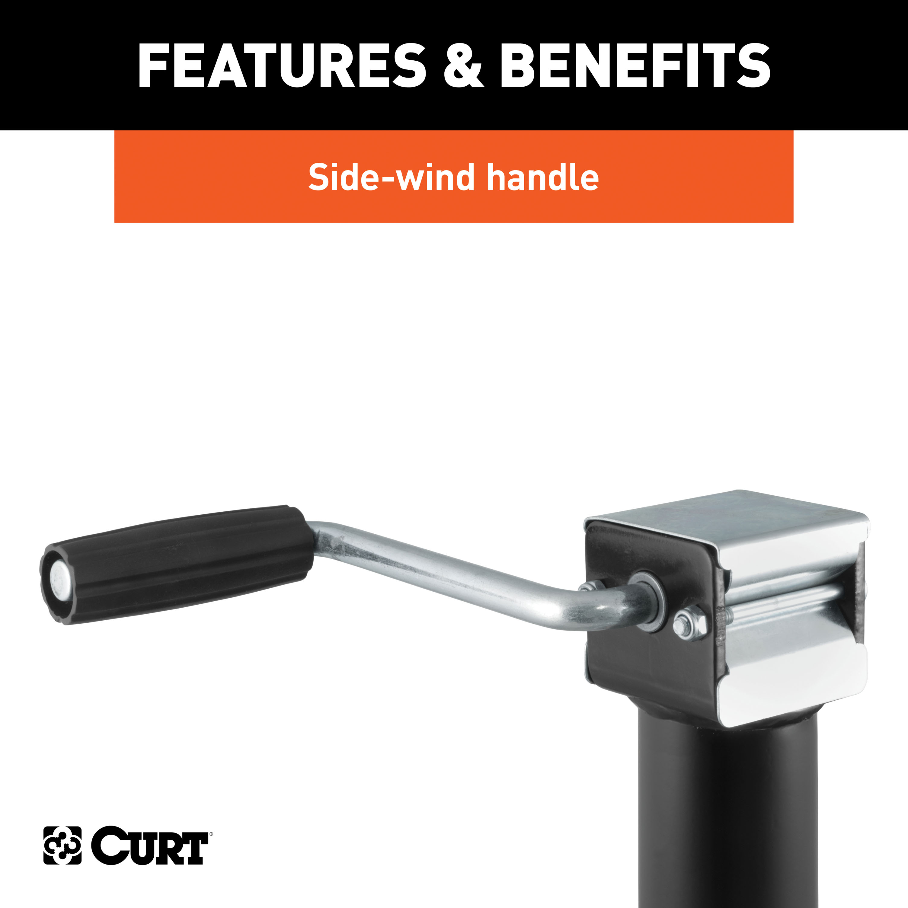 CURT Pipe-Mount Swivel Jack with Side Handle (5,000 lbs, 10" Travel) Trailer Jack thumbnail 3