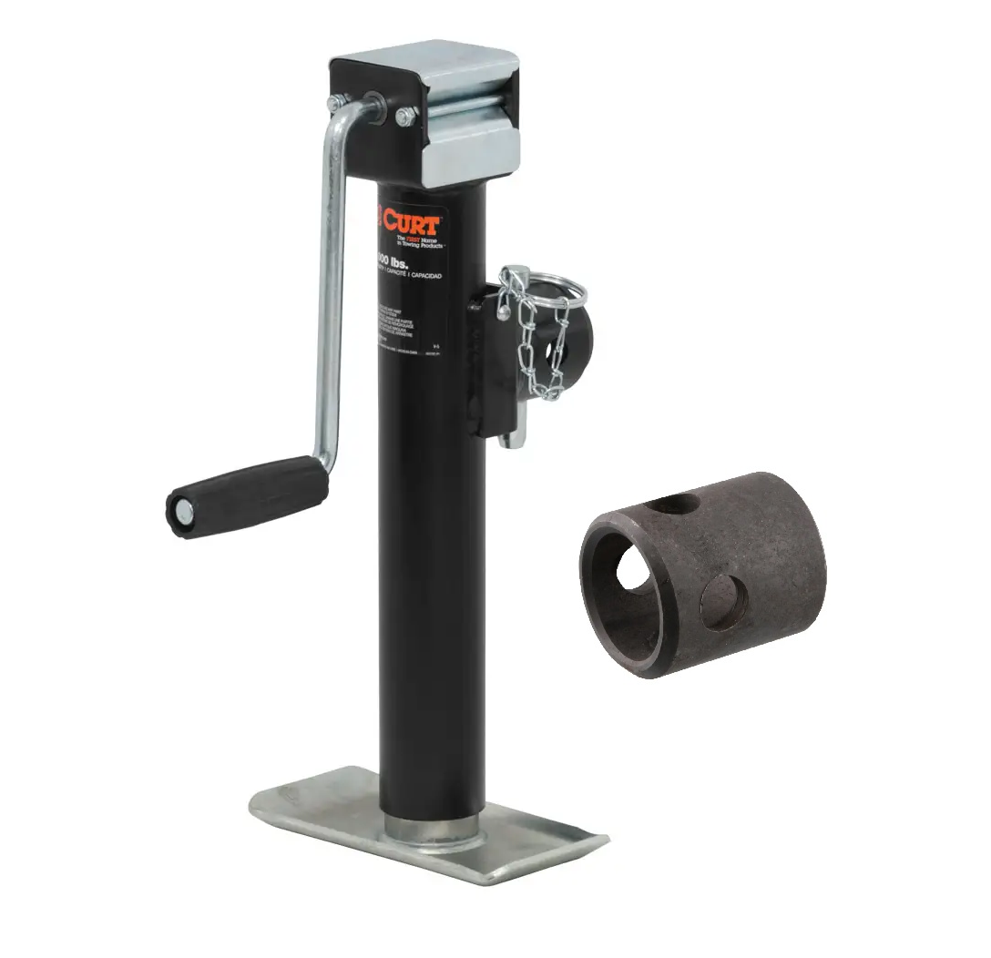 CURT 5,000 lb Pipe-Mount Swivel Trailer Jack with Side Handle 10" Travel thumbnail 0