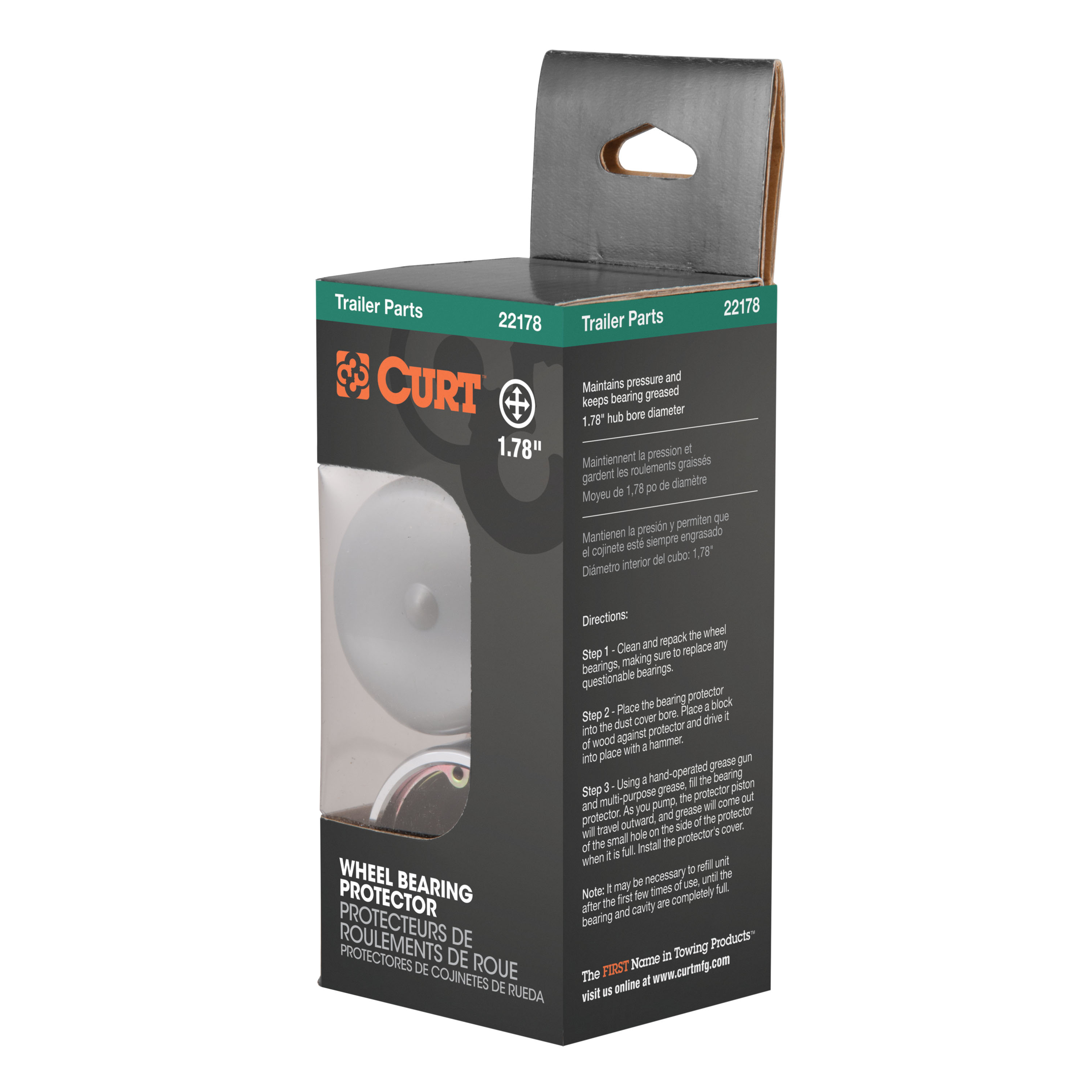 CURT 1.78" Bearing Protectors & Covers (2-Pack) Wheel Bearing Dust Cap thumbnail 2