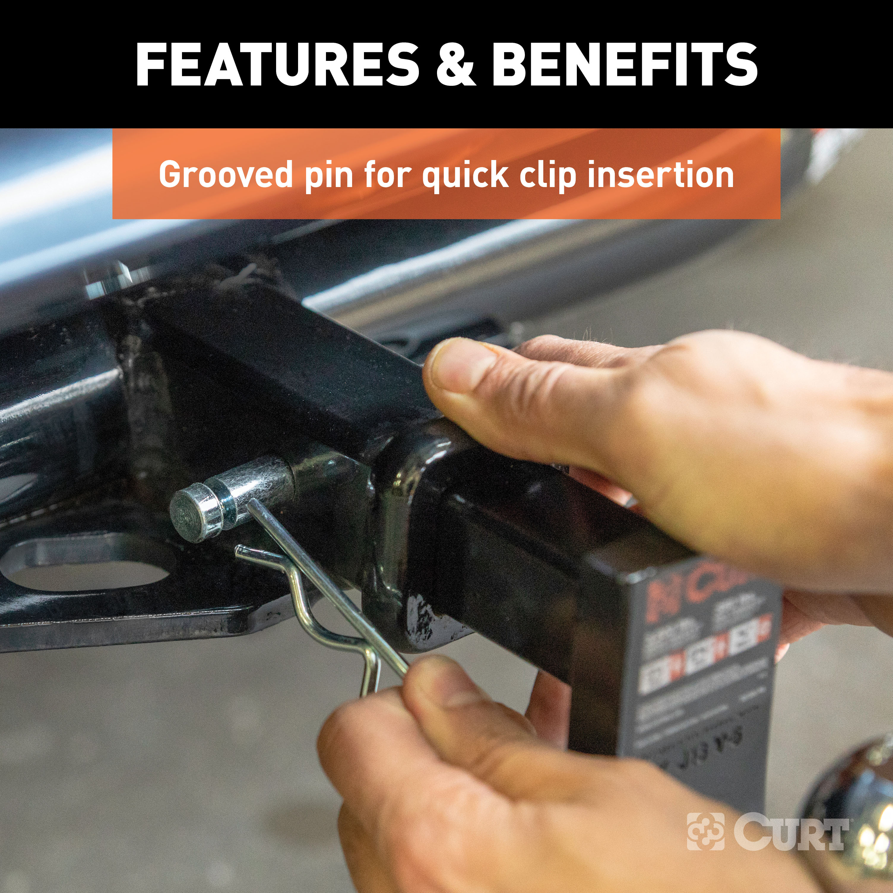 CURT 1/2" Hitch Pin with Groove (1-1/4" Receiver, Zinc, Packaged) Trailer Hitch Pin thumbnail 4
