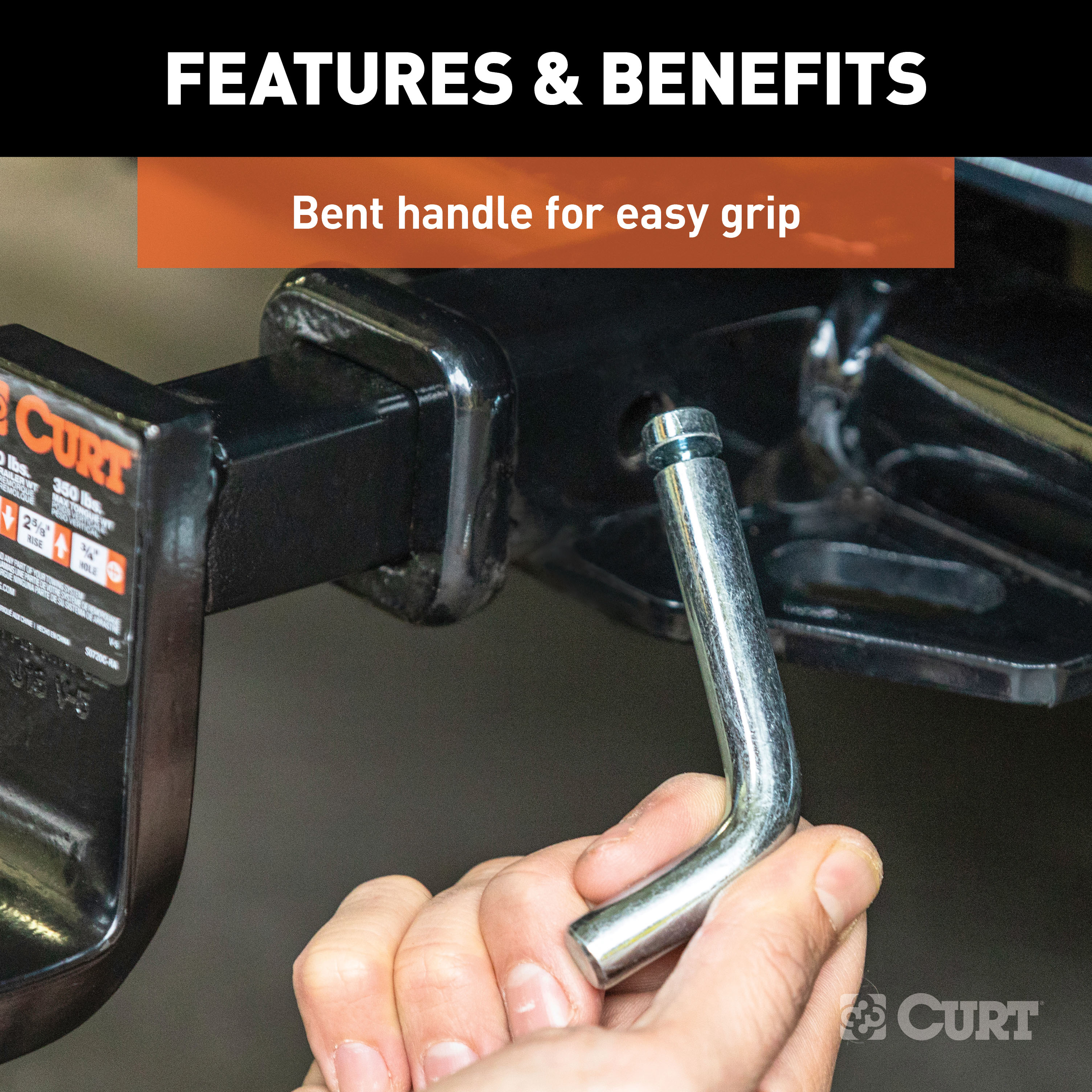 CURT 1/2" Hitch Pin with Groove (1-1/4" Receiver, Zinc, Packaged) Trailer Hitch Pin thumbnail 5