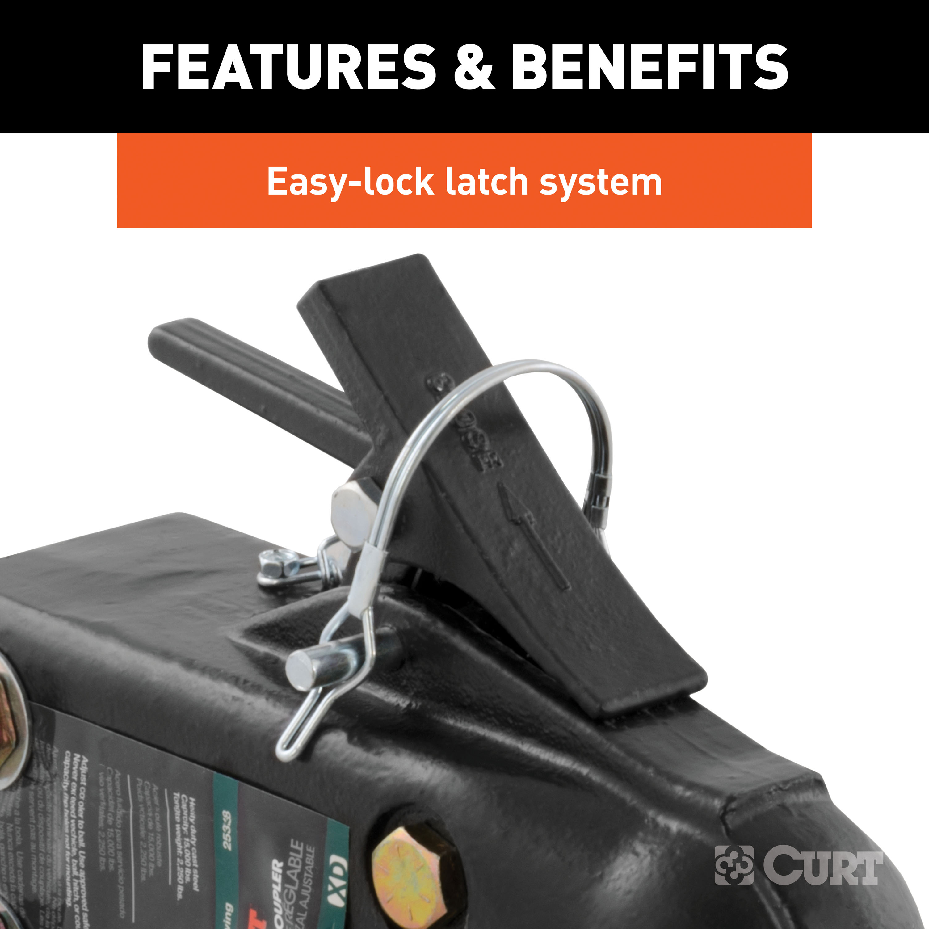 CURT 15,000 lbs 2-5/16" Channel-Mount Coupler with Easy-Lock Black Trailer Hitch Coupler thumbnail 2