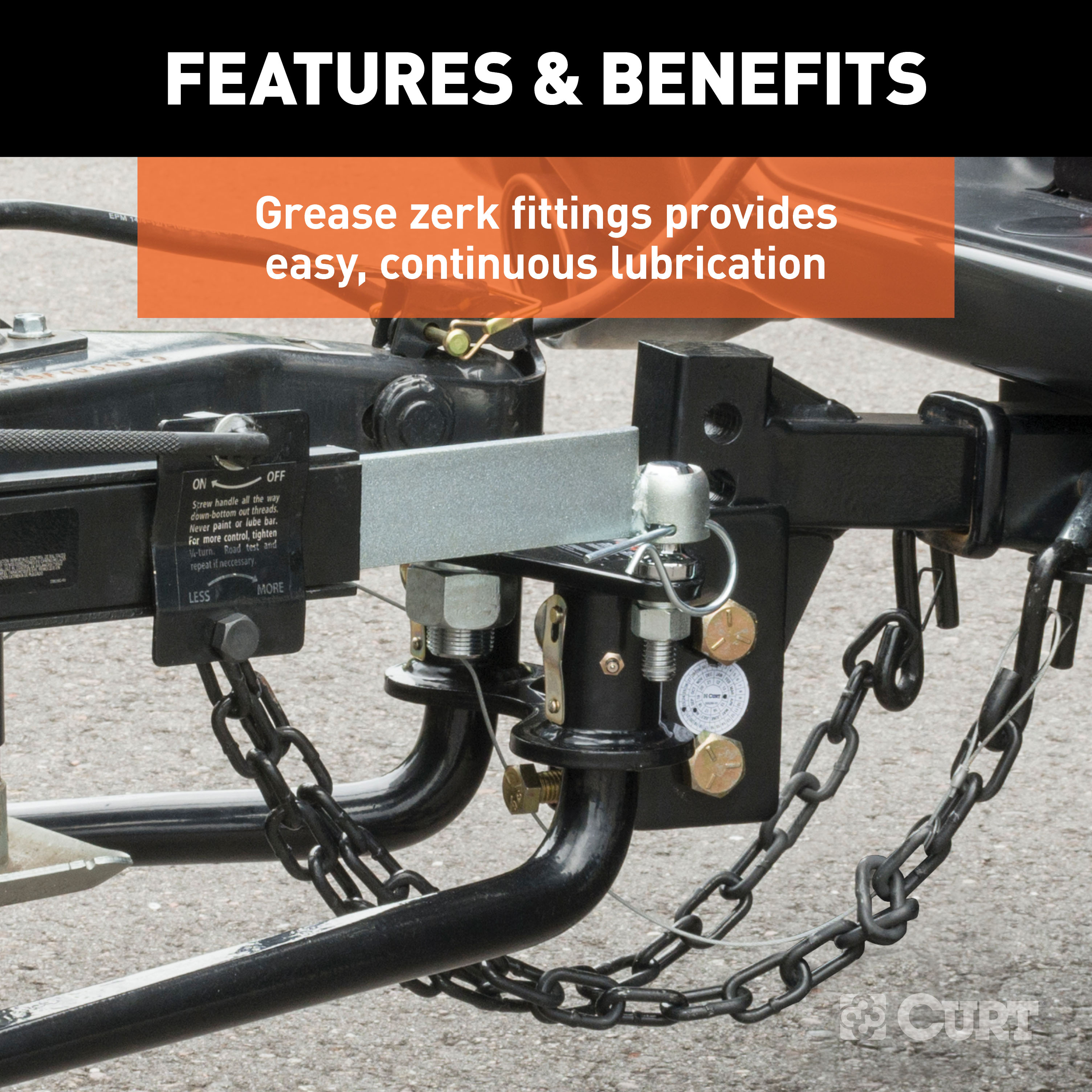 CURT (10-14K) Round Bar Weight Distribution Hitch with Lubrication, Sway Control thumbnail 9