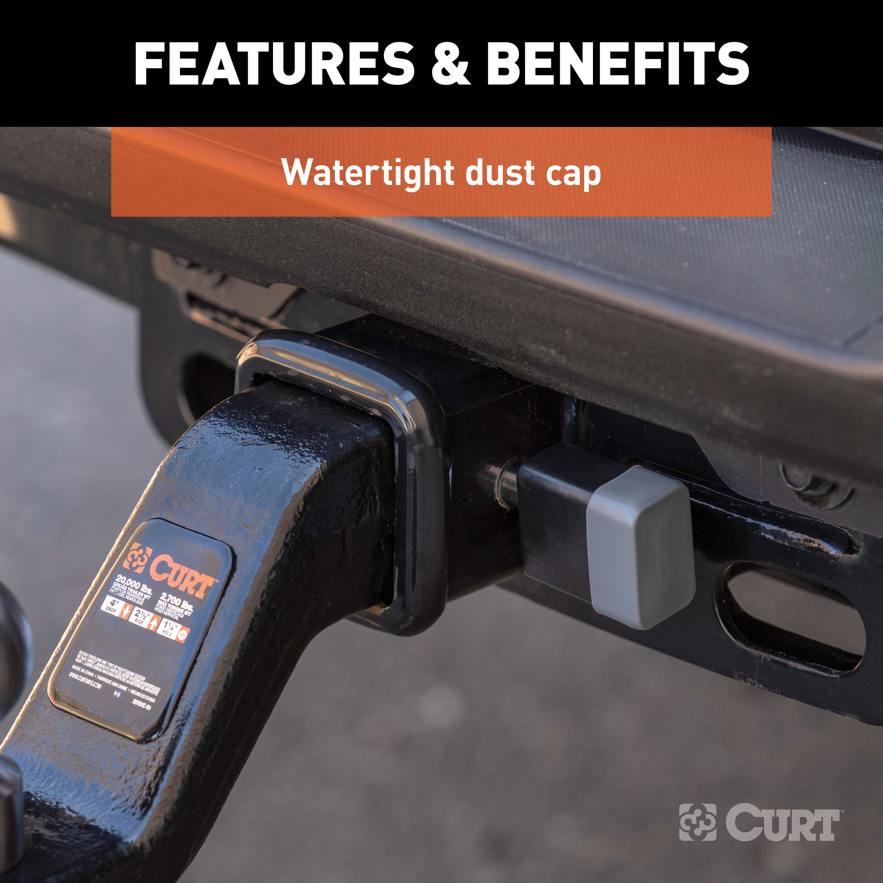 CURT 5/8" Hitch Lock (2", 2-1/2" or 3" Receiver, Deadbolt, Chrome) Trailer Hitch Lock thumbnail 4