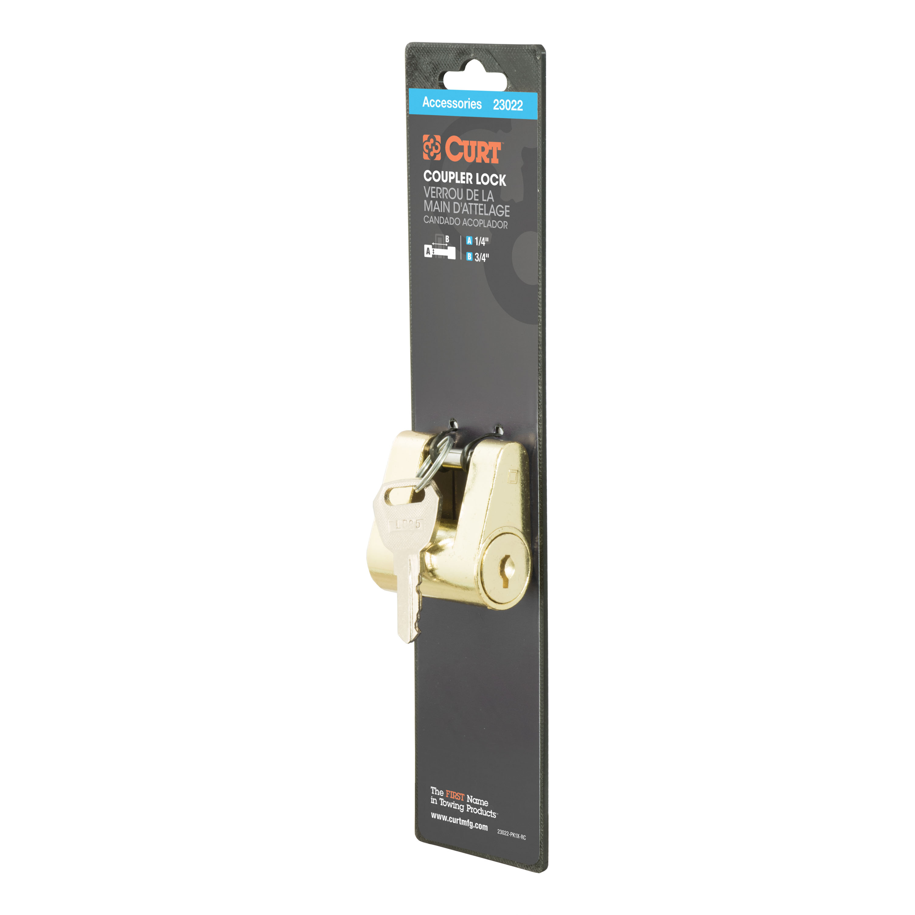 CURT Coupler Lock (1/4" Pin, 3/4" Latch Span, Padlock, Brass-Plated) Trailer Hitch Lock thumbnail 5