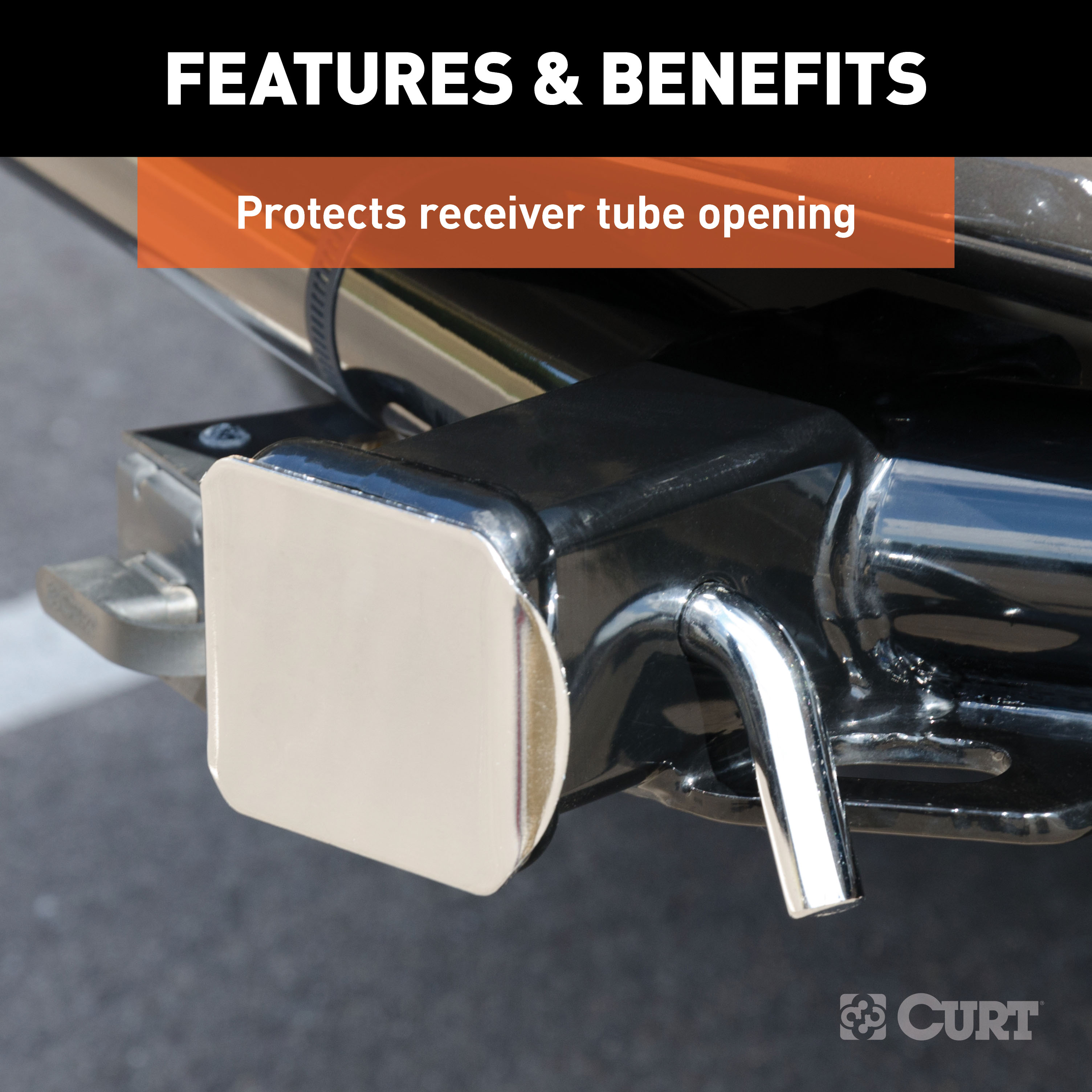 CURT 2" Chrome Plastic Hitch Tube Cover (Packaged) Trailer Hitch Cover thumbnail 4