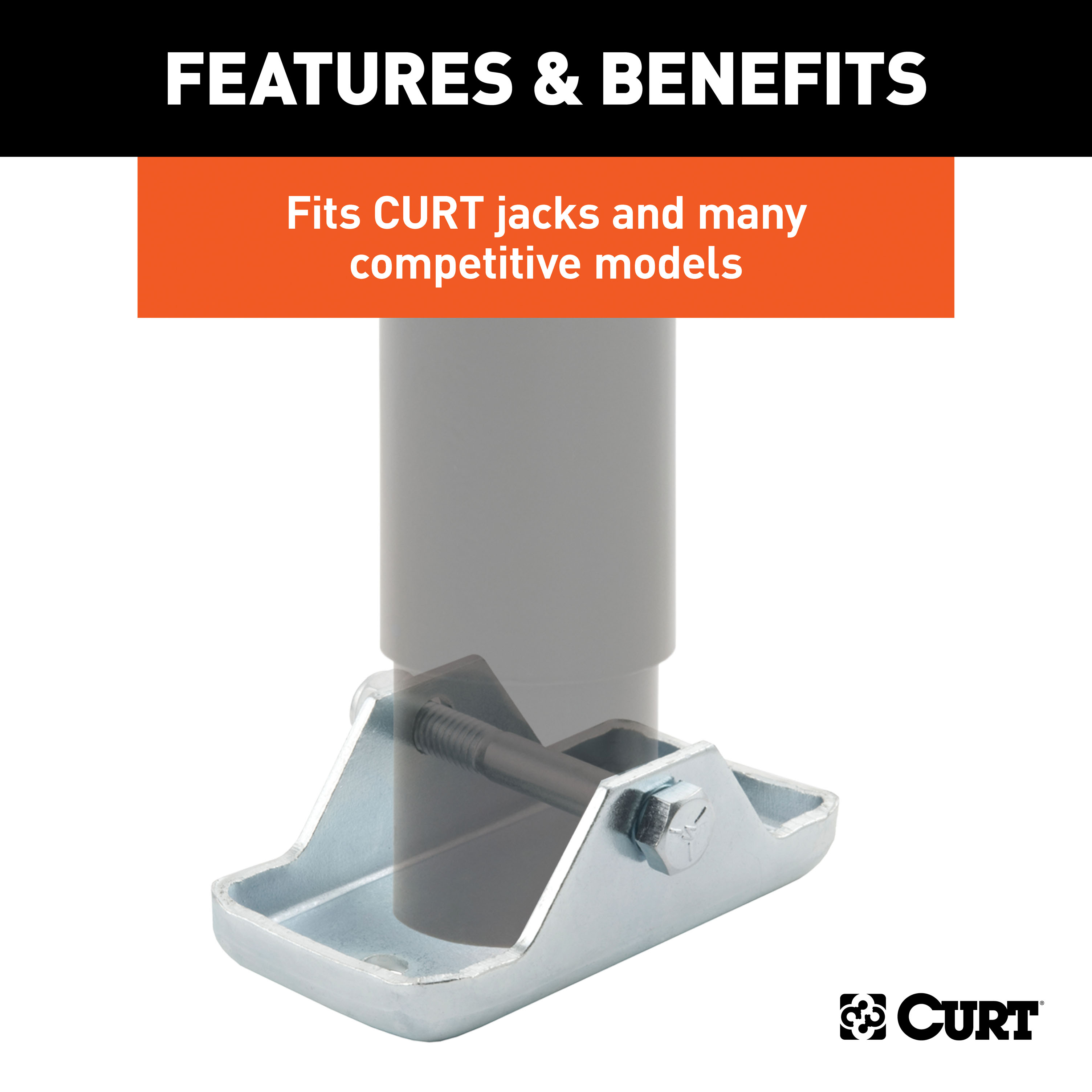 CURT Bolt-On Jack Foot (Fits 2" Tube, 2,000 lbs.) Trailer Jack Foot thumbnail 2