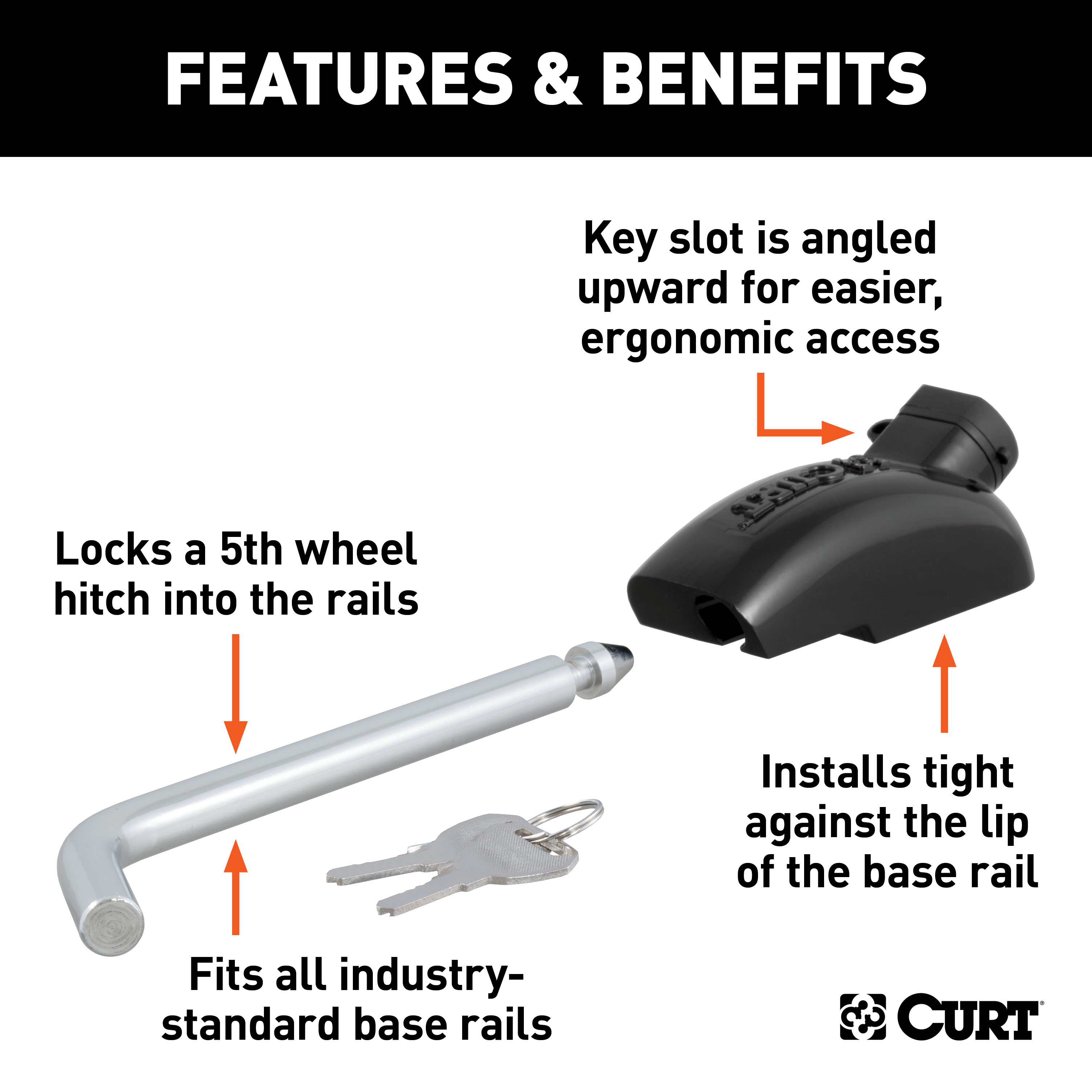 CURT 5th Wheel Hitch Lock (1/2" Diameter Pin) Trailer Hitch Lock thumbnail 1